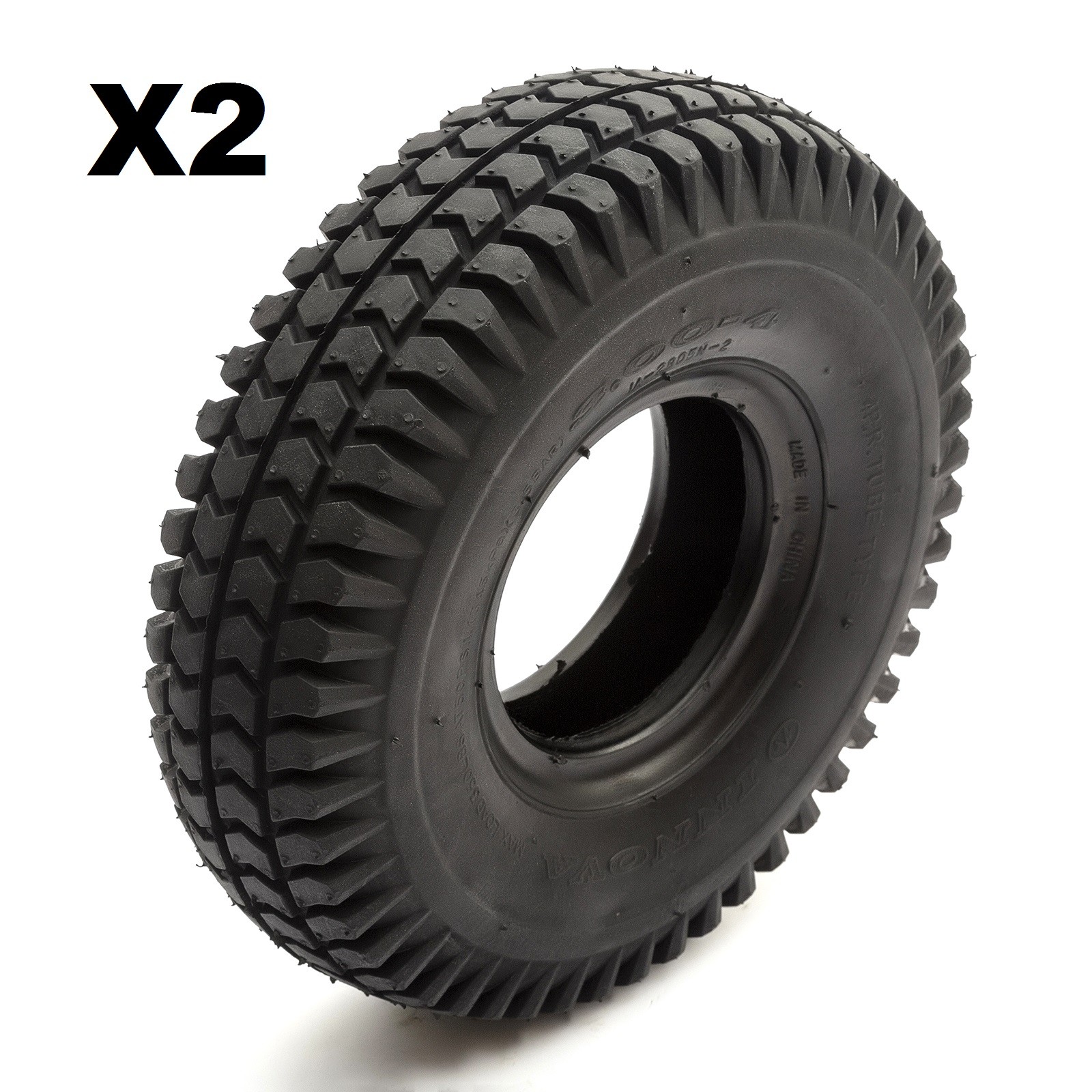 2 Tyre 3.00-4 Black Knobbly Block Tread Mobility Scooter 4 Inch Wheel Rim 4 Ply