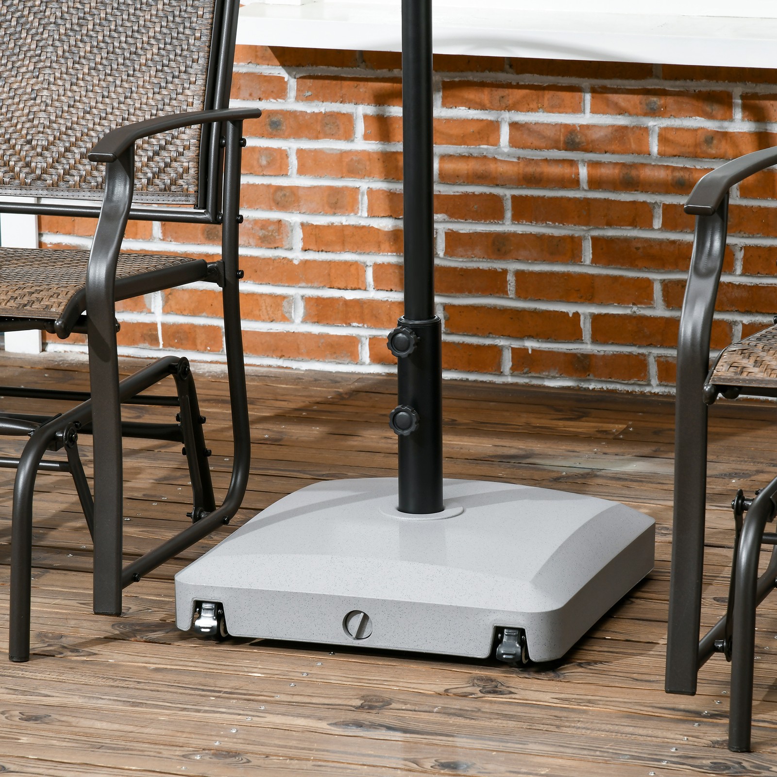 Garden Parasol Base Holder, 24kg Water or 30kg Sand Filled, W/ Wheels and Brakes