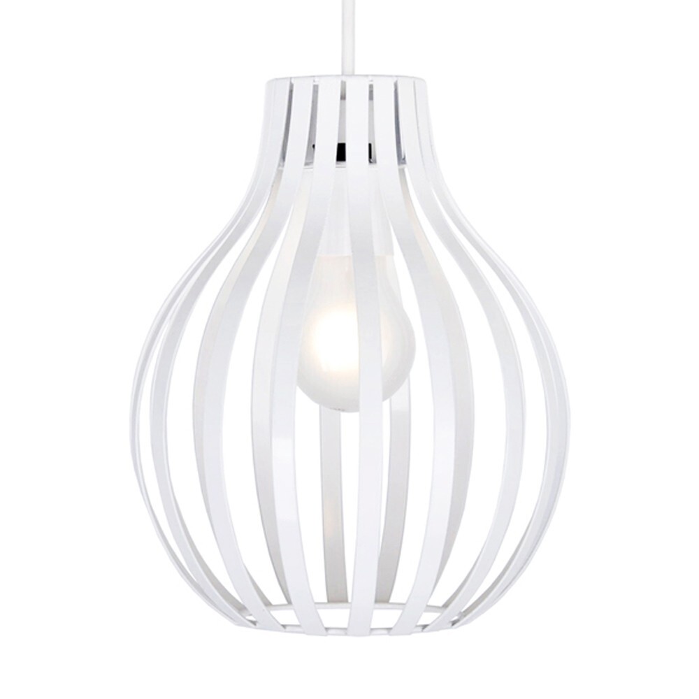 White Metal Pendant Gloss Ceiling Light Shade Lampshade Living Room Lighting