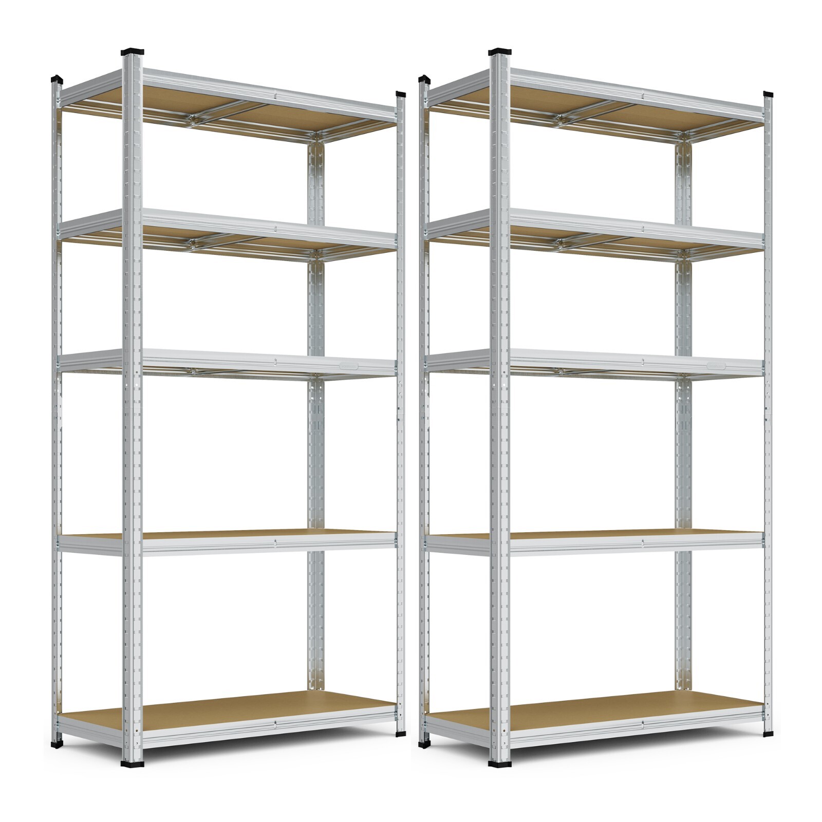 5-Tier Garage Shelving Units VonHaus Pack of 2 - 1.8m Rackings, 175kg Per Shelf