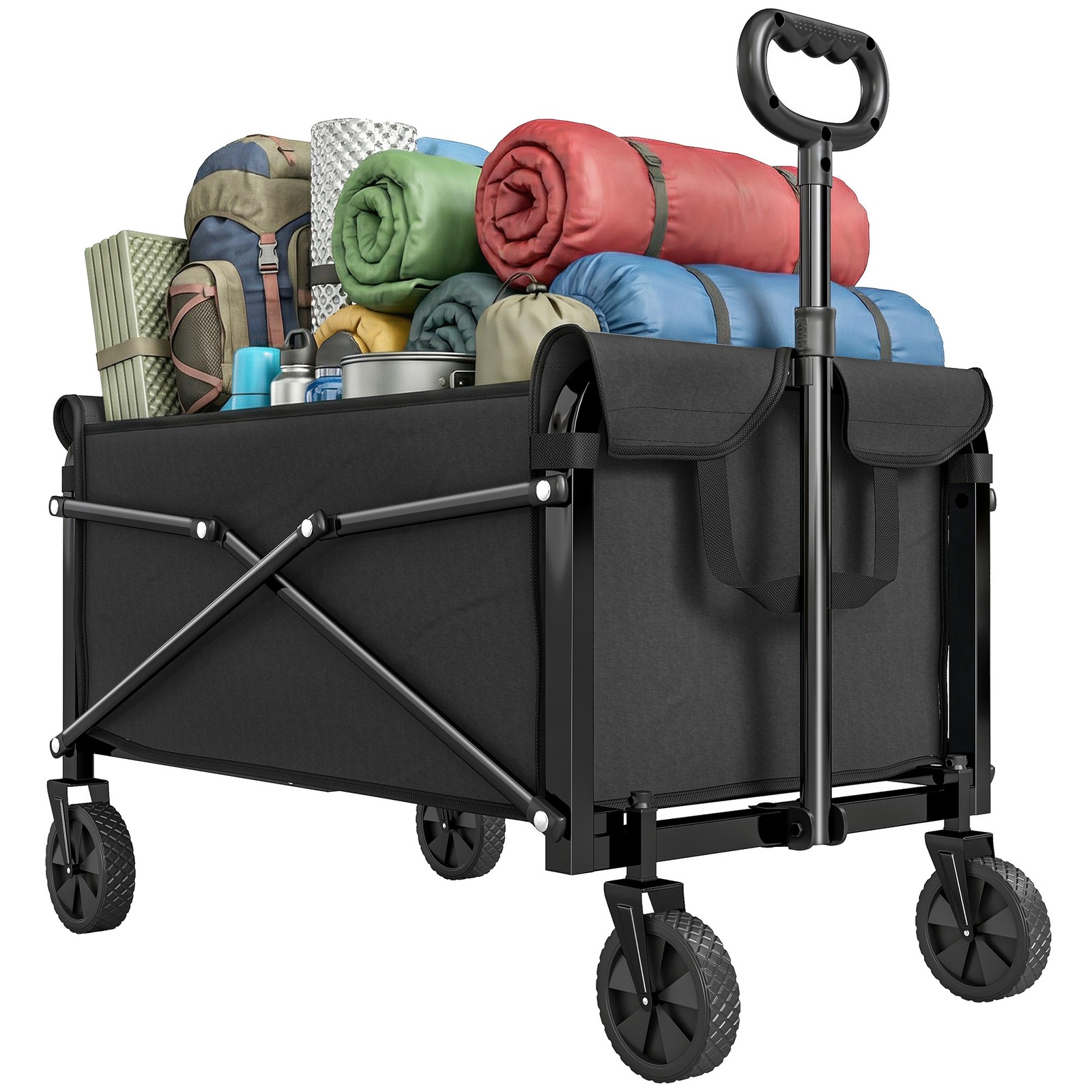 Outsunny 81L Festival Trolley on Wheels, Garden Folding Trolley Cart, Black