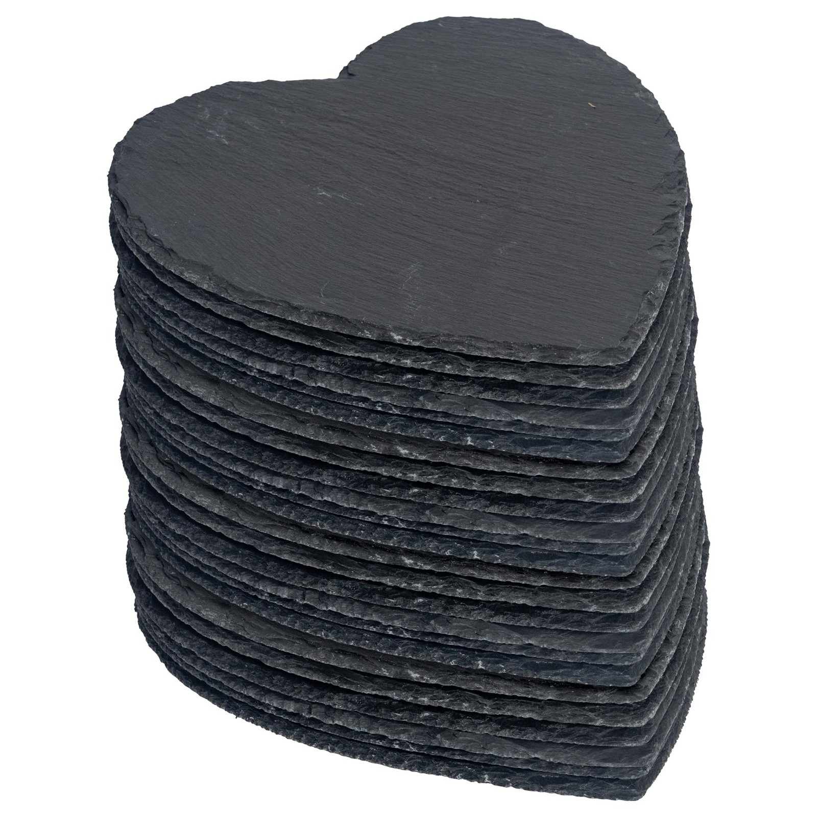 24x Heart Slate Placemats 25cm Natural Rustic Dining Table Place Mats Set