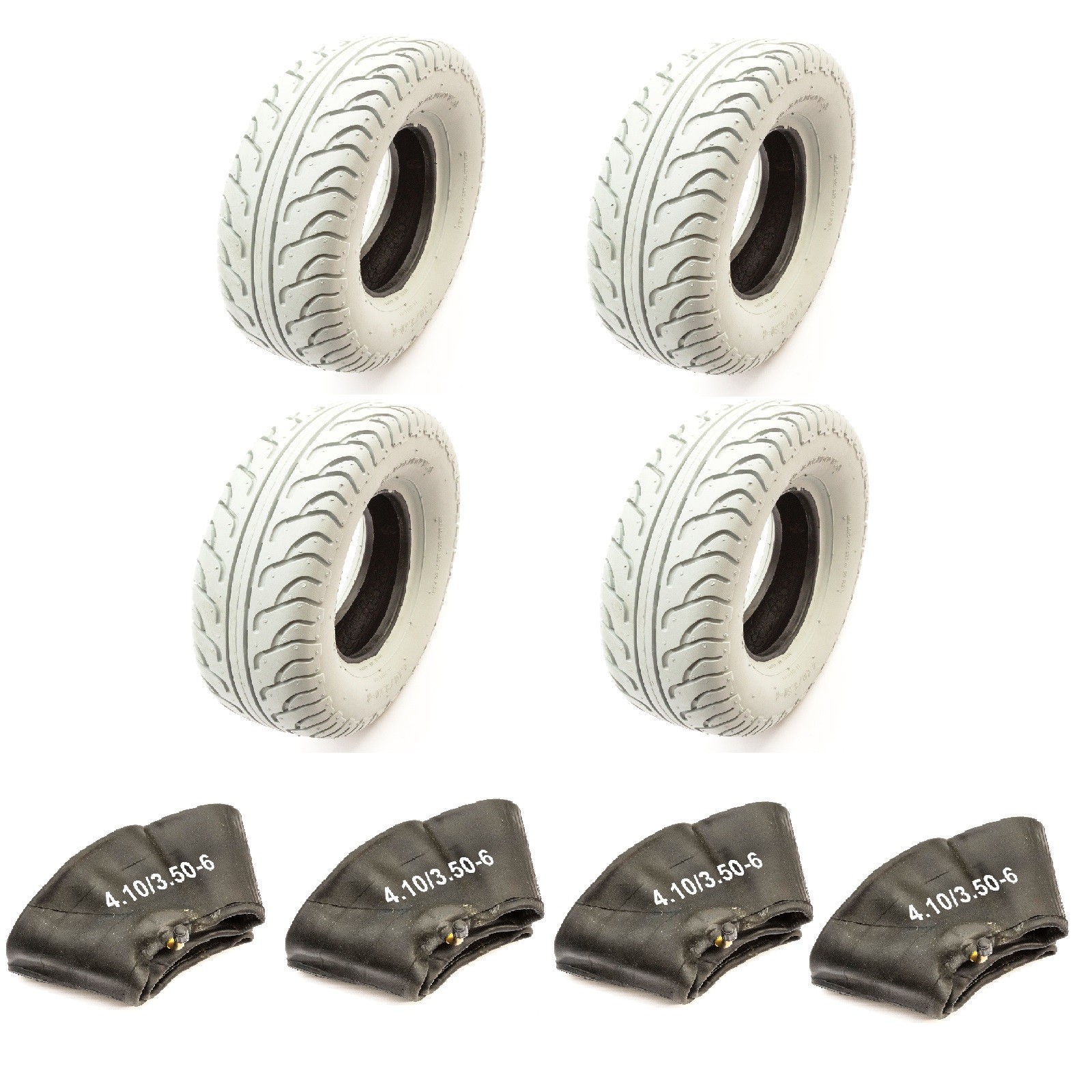 4x Tyre & Tube 12 Inch Mobility Scooter 4.10/3.50-6 Wheel 4 Ply Bent Valve