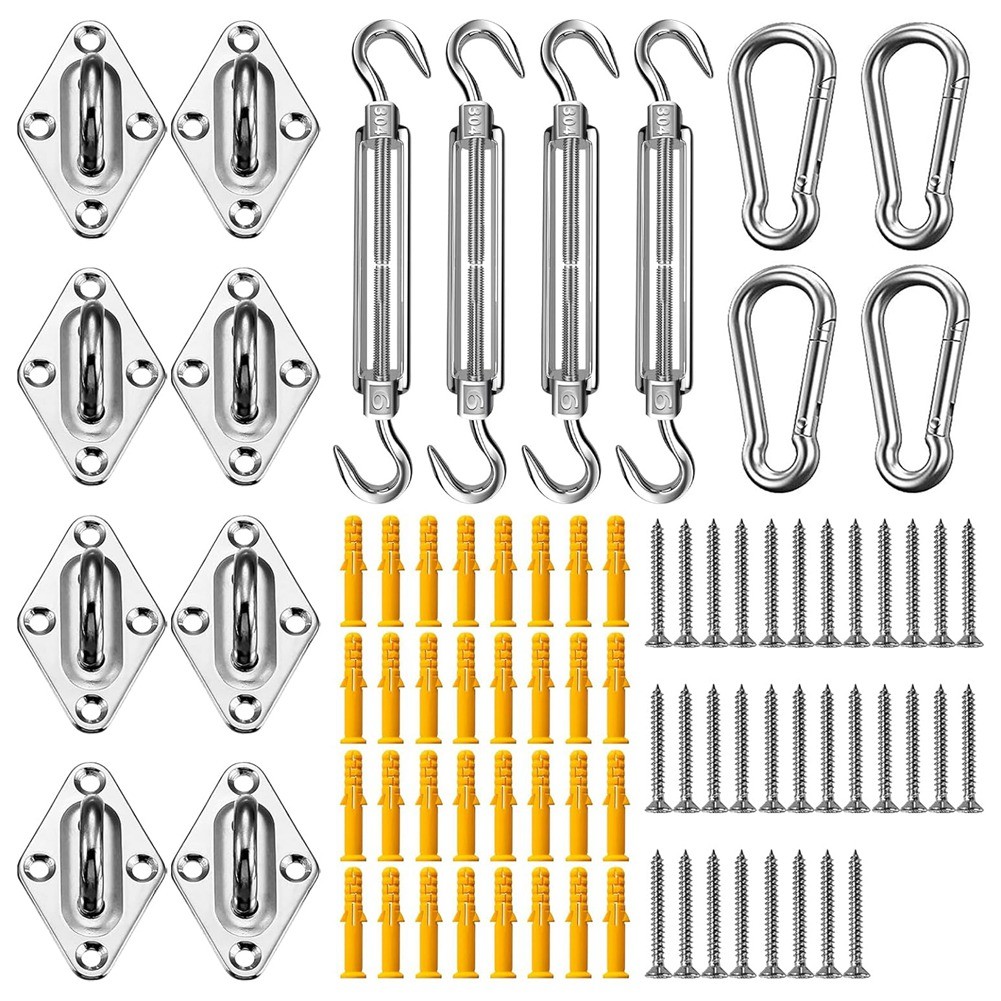 Sun Shade Sail Hardware Kit 80pcs for Rectangle Sun Shade Sails Canopy5847