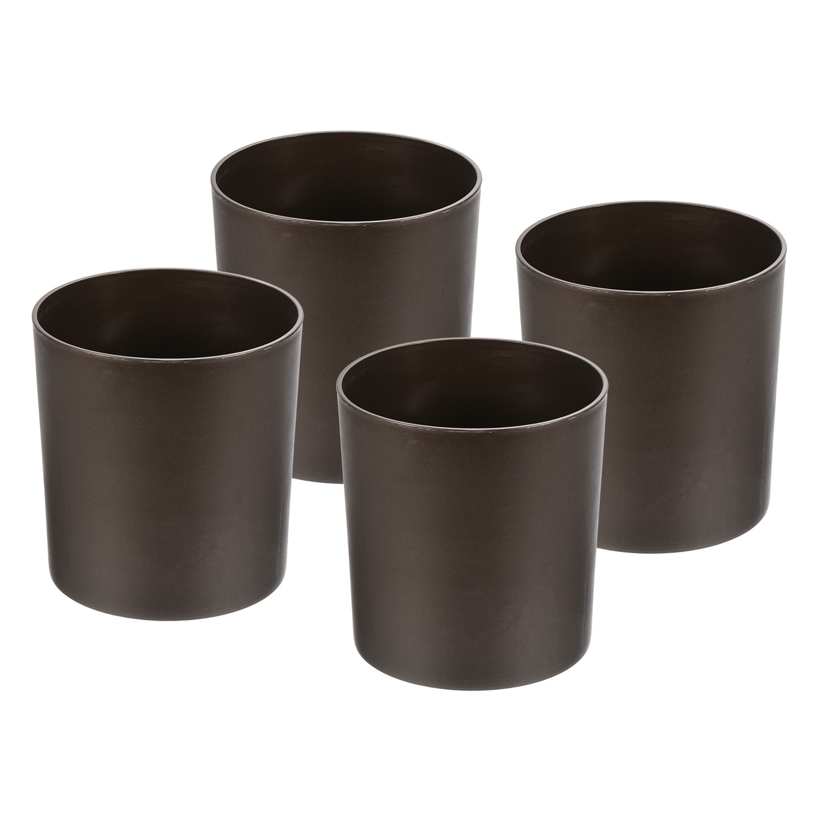 4pcs 6" Plastic Round Flowerpot Planter Container for Indoor Outdoor, Brown