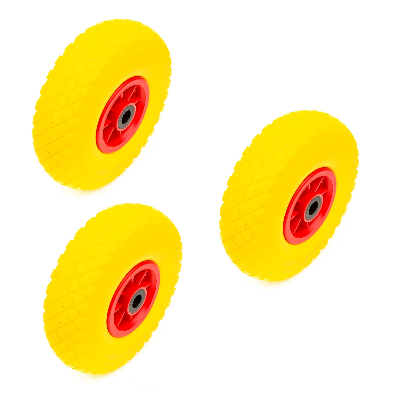 3x Wheel & 10 Inch PU Solid Puncture Proof Tyre 3.00-4 & Bearings Garden Trolley