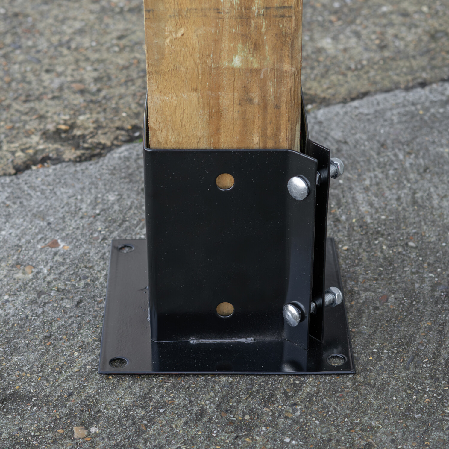 Woodside Steel Bolt Down Fence 100mm Timber Post Holder/Support Base (pack of 4)