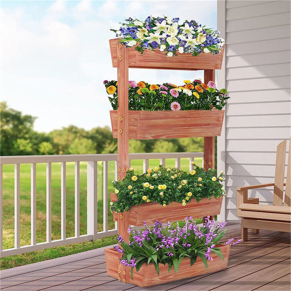Raised Garden Bed Set Flower Vegetables Seeds Planter Kit Elevated Rectangle Box
