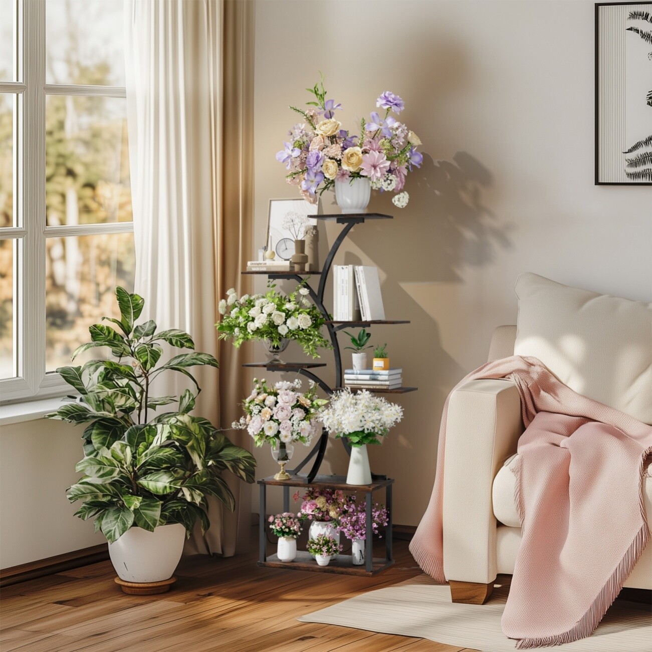 7 Tiers Corner Plant Stand Multiple Pots Flower Holder Indoor Plant Shelf Garden