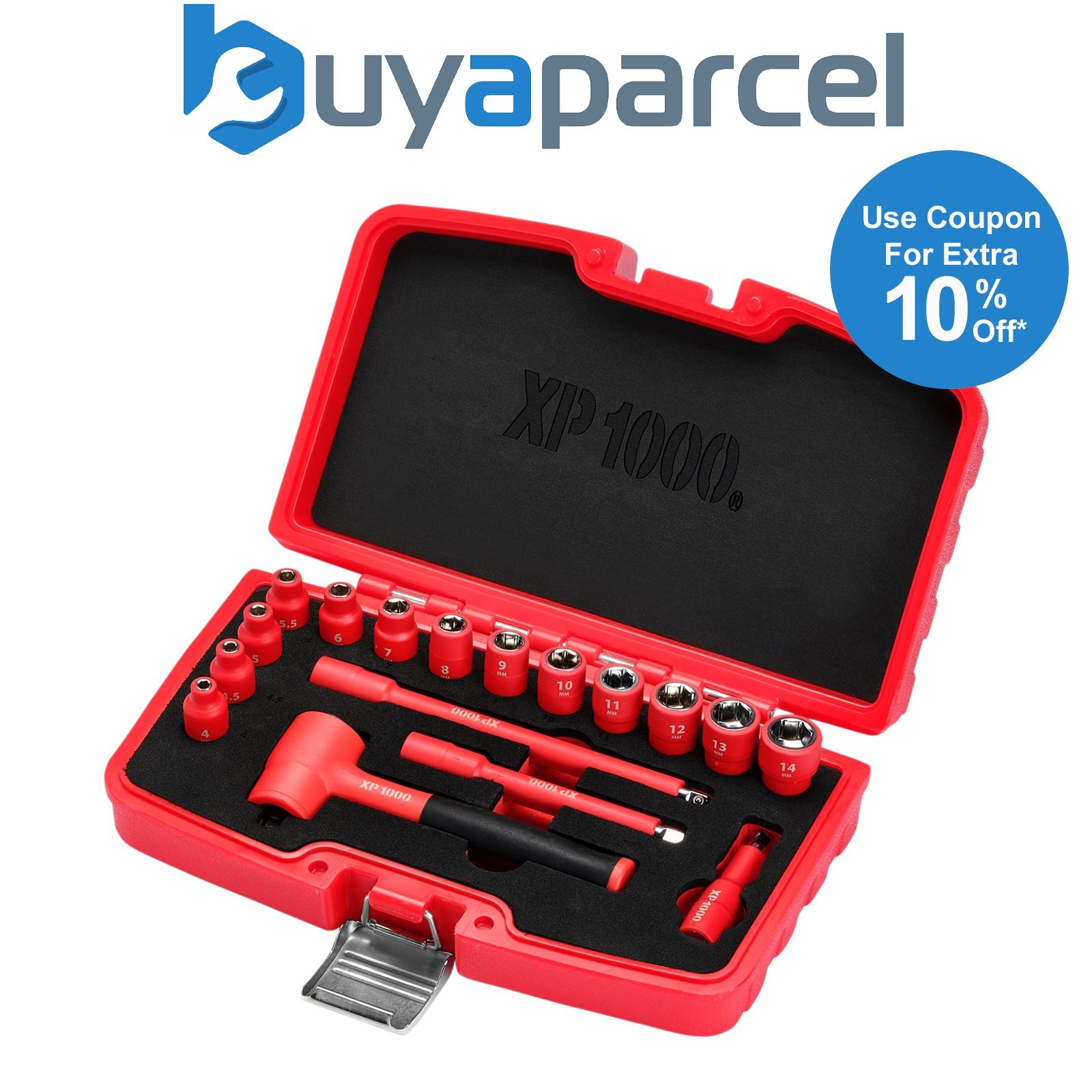 Draper 18115 XP1000 VDE Metric Socket Set, 1/4" Sq. Dr. (17 Piece)