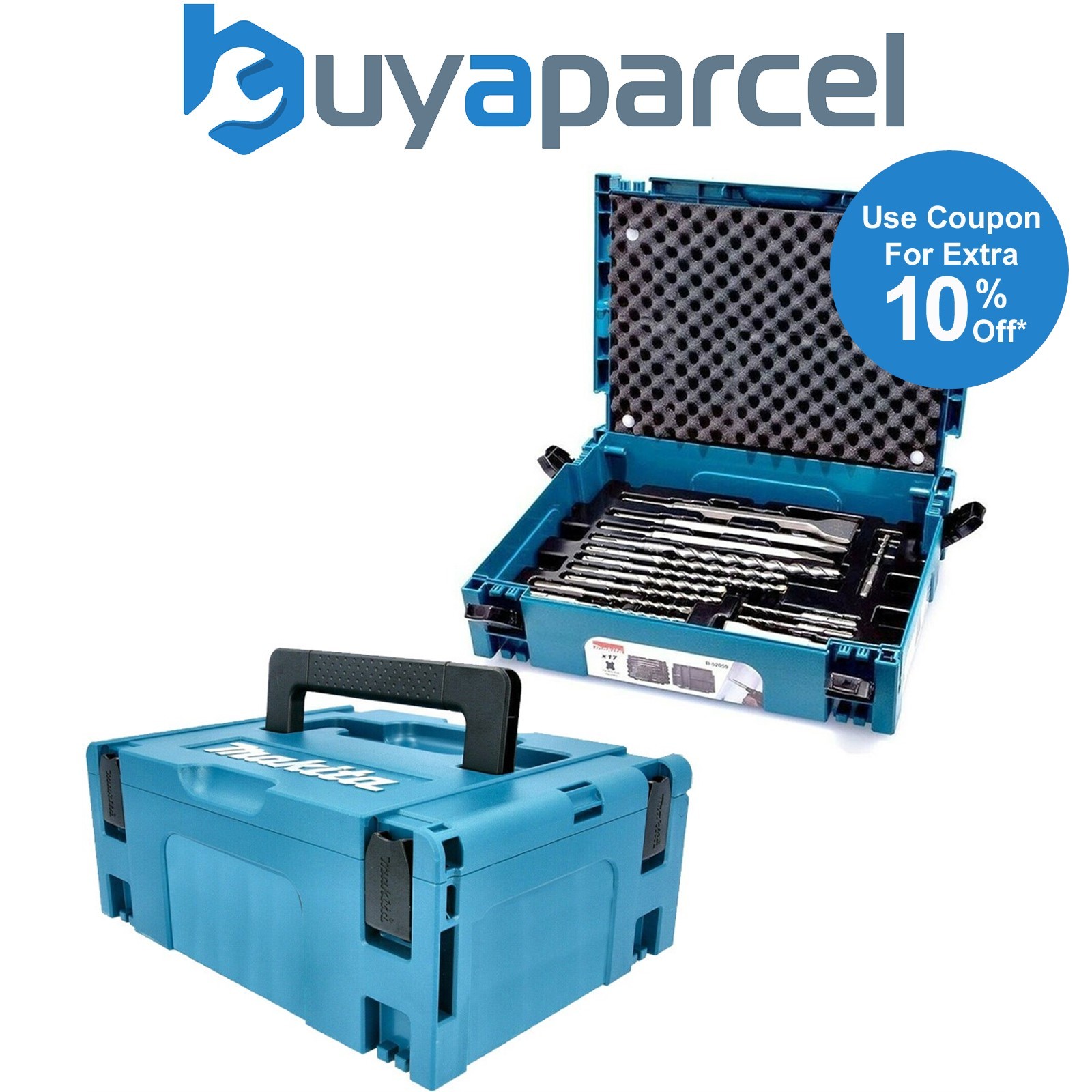 Makita 17 Piece SDS Plus Drill Bit + Bullet Cold Flat Chisel Set + Makpac 2 Case