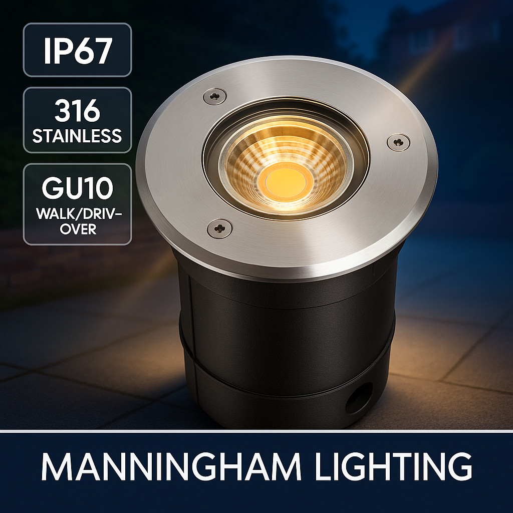 Kanlux BERG GU10 In-Ground Uplight IP67 IK08 Stainless Steel Driveway Path Deck