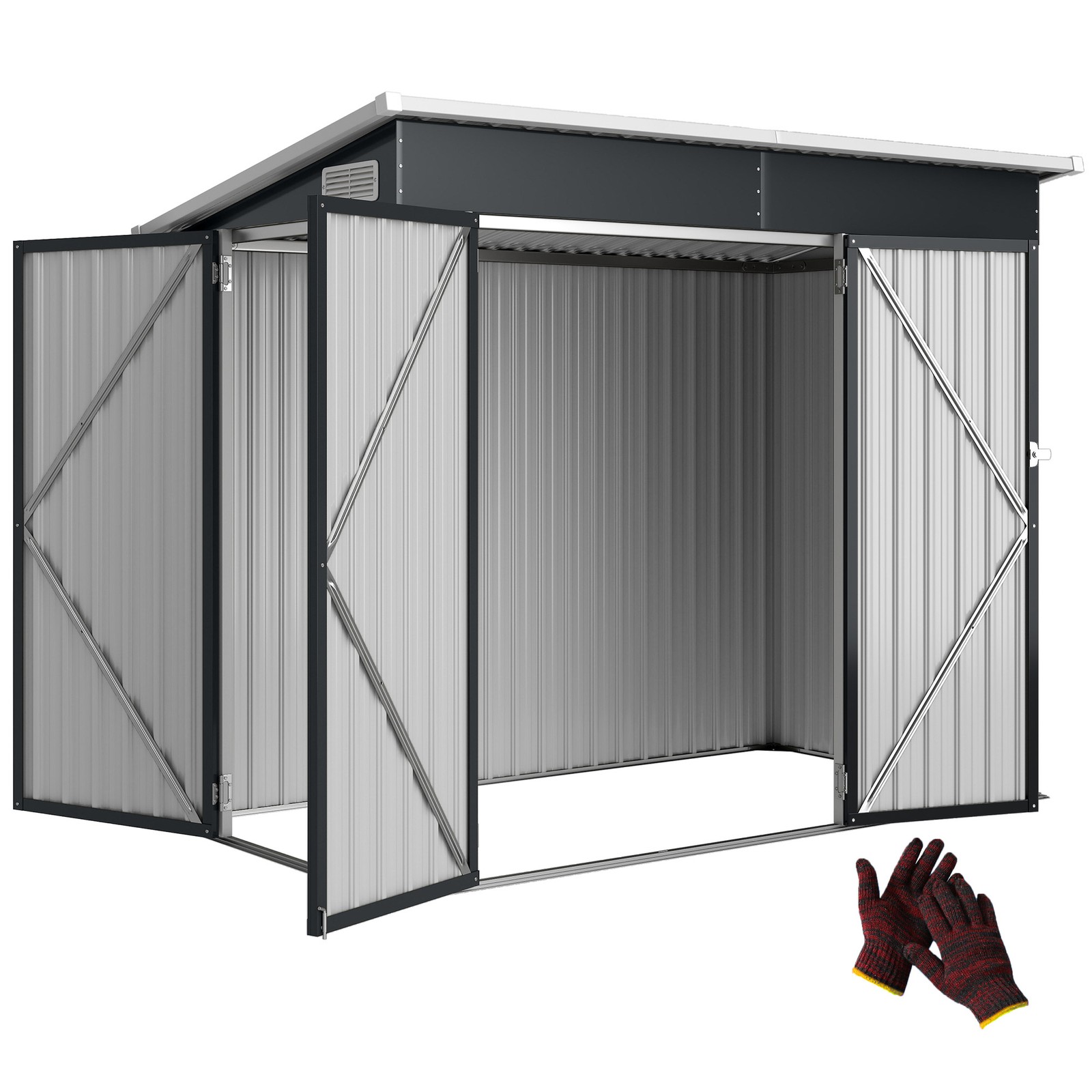 Outsunny Outdoor Storage Shed, 7.5 x 4.3ft Metal Garden Shed, Dark Grey