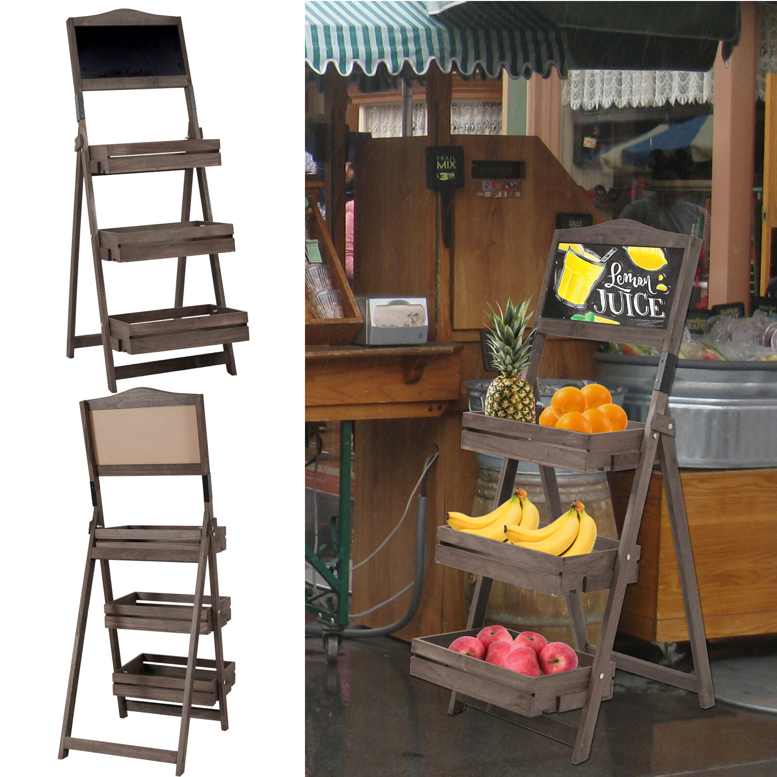 3 Tier Planter Pot Stand Ladder Shelf Succulents Bonsai Display Rack Chalkboard