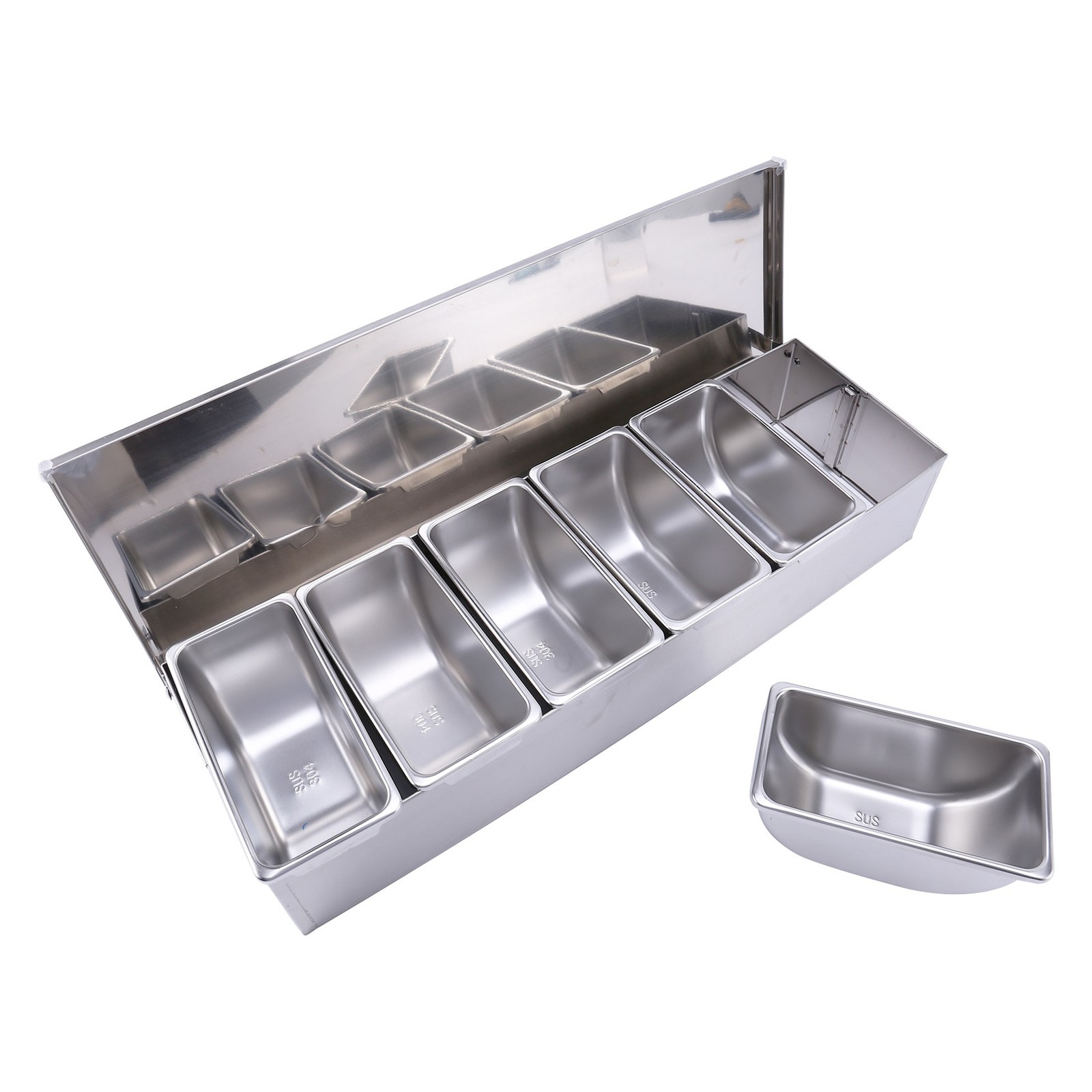 Stainless Steel Seasoning Box Restaurant Chef Seasoning Box with Lid6540