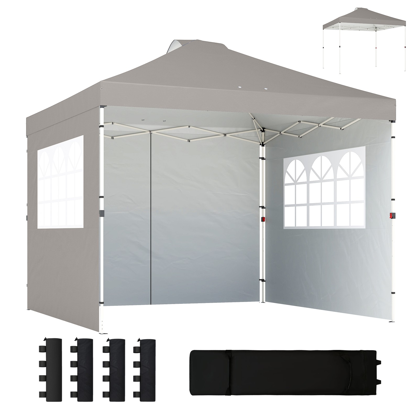 Outsunny Pop Up Canopy Waterproof Height Adjustable 3 x 3 (m) Grey