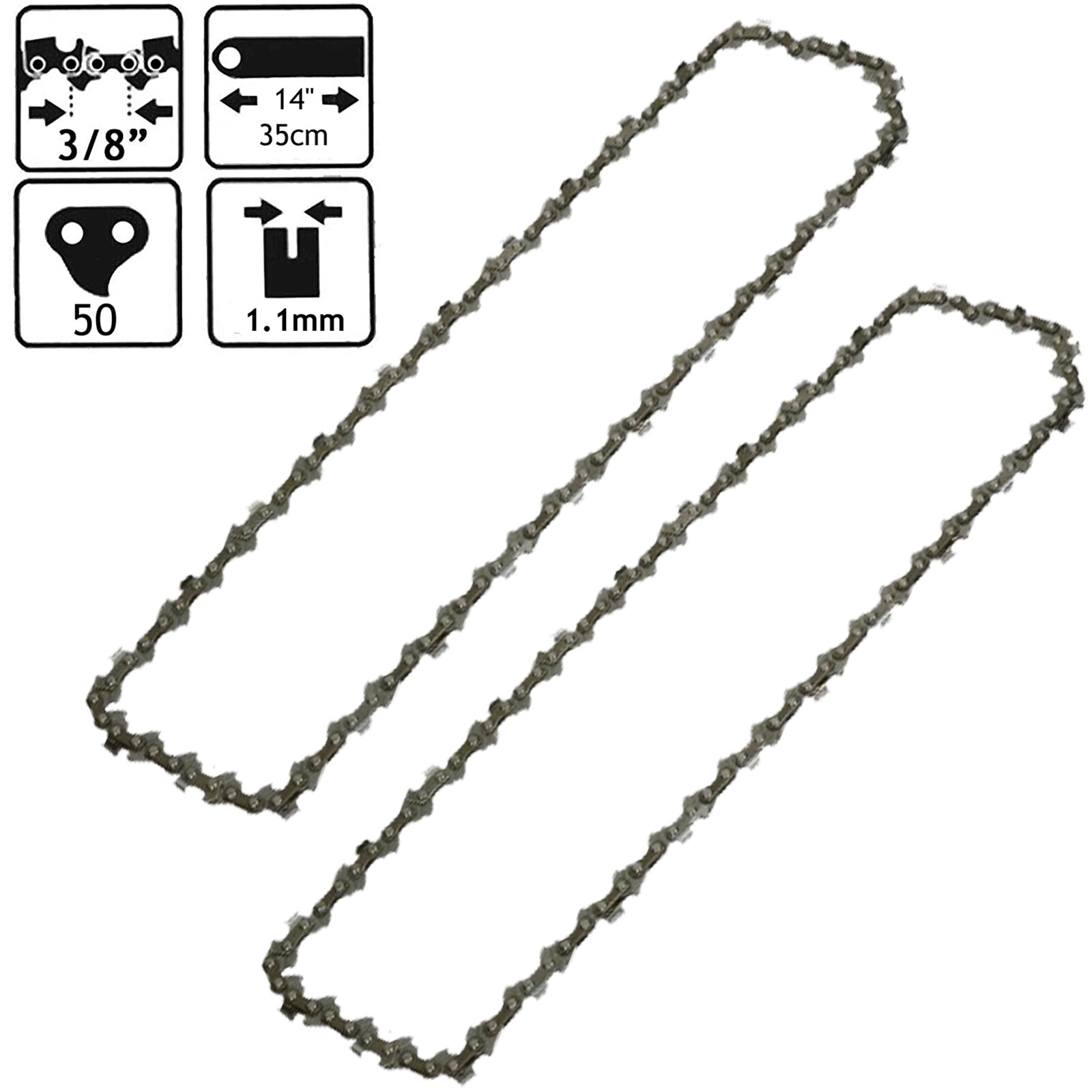 Chainsaw Chain 50 Drive Link 35cm 14" for STIHL 009 017 018 019 MS170 MS180 x 2