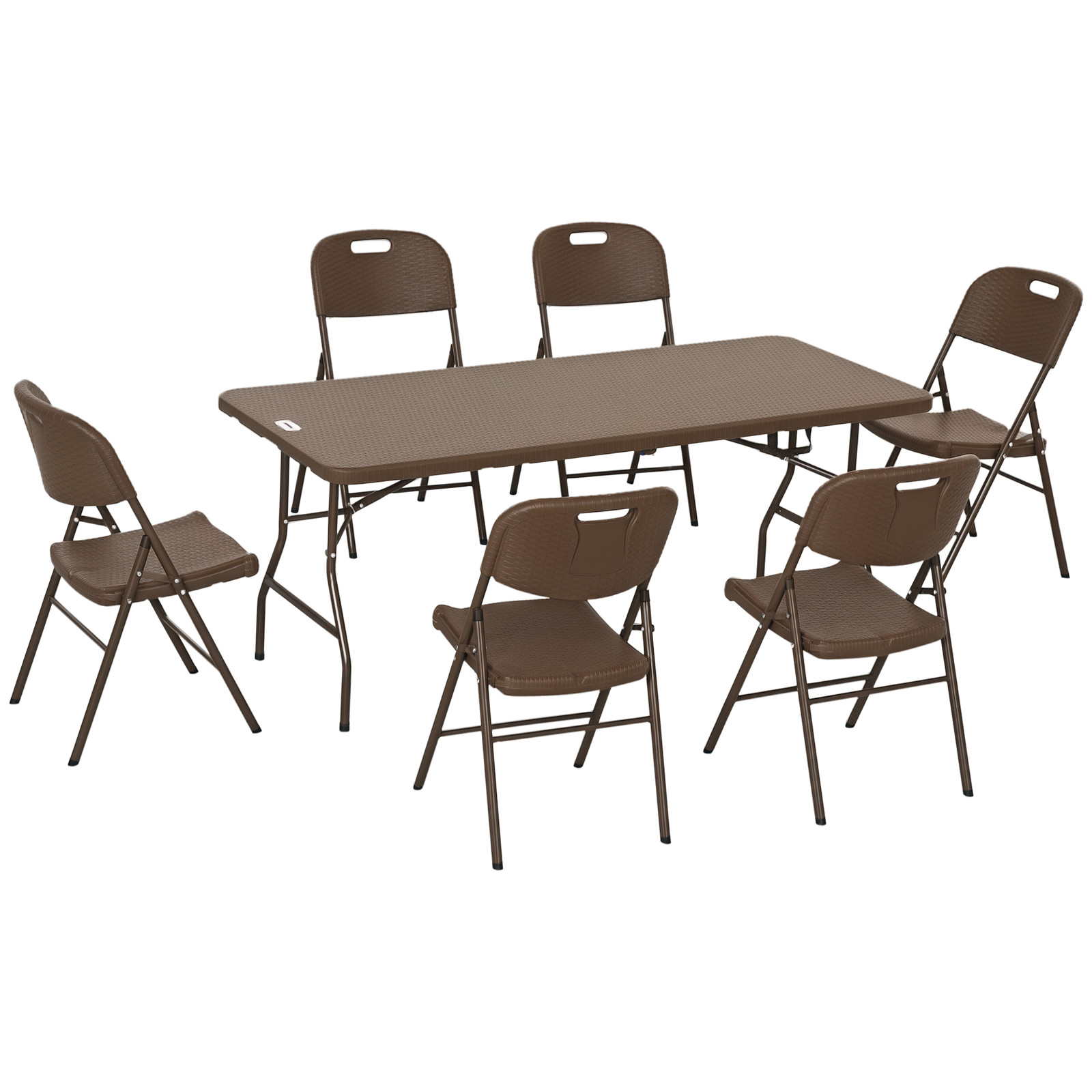 Outsuny HDPE Molding Design Resin Rattan Dining Set, Foldable Table & Chairs