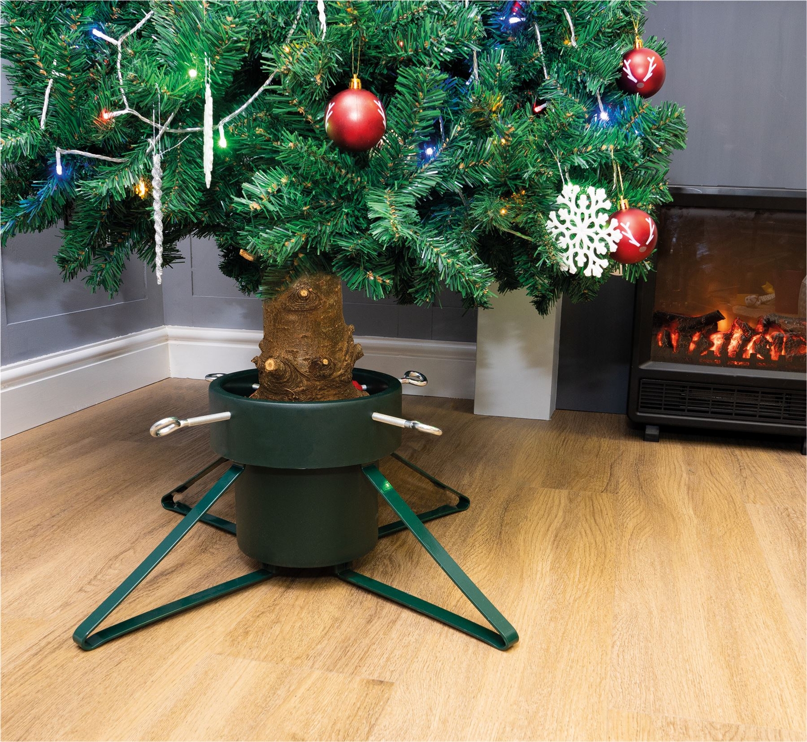 Real Christmas Tree Stand Xmas Base Holder Water Tank Metal Legs Heavy Duty 8ft