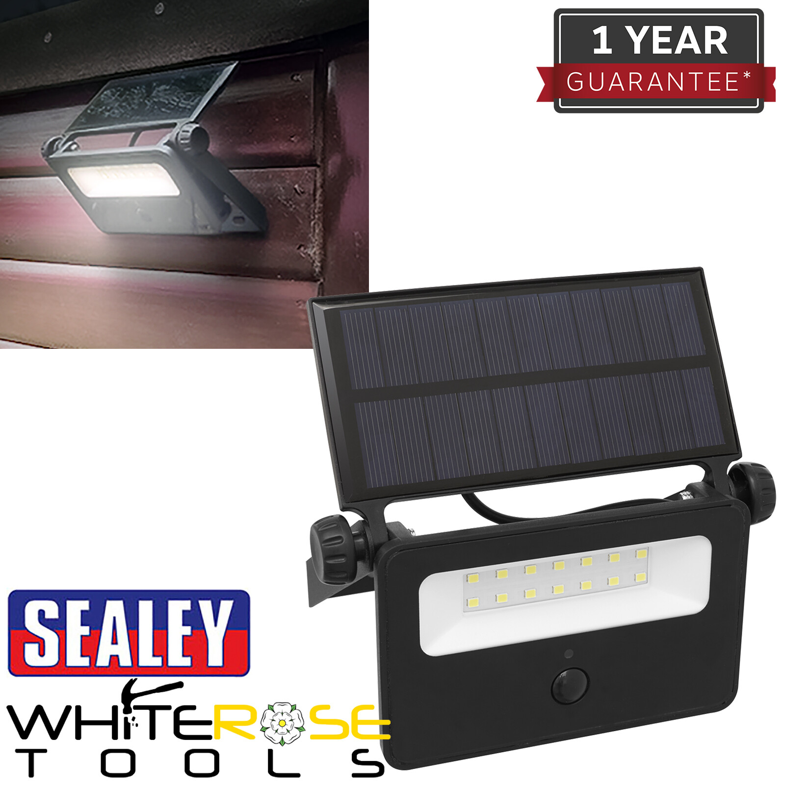 Sealey Solar Floodlight Extra-Slim with Wall Bracket 16W SMD LED