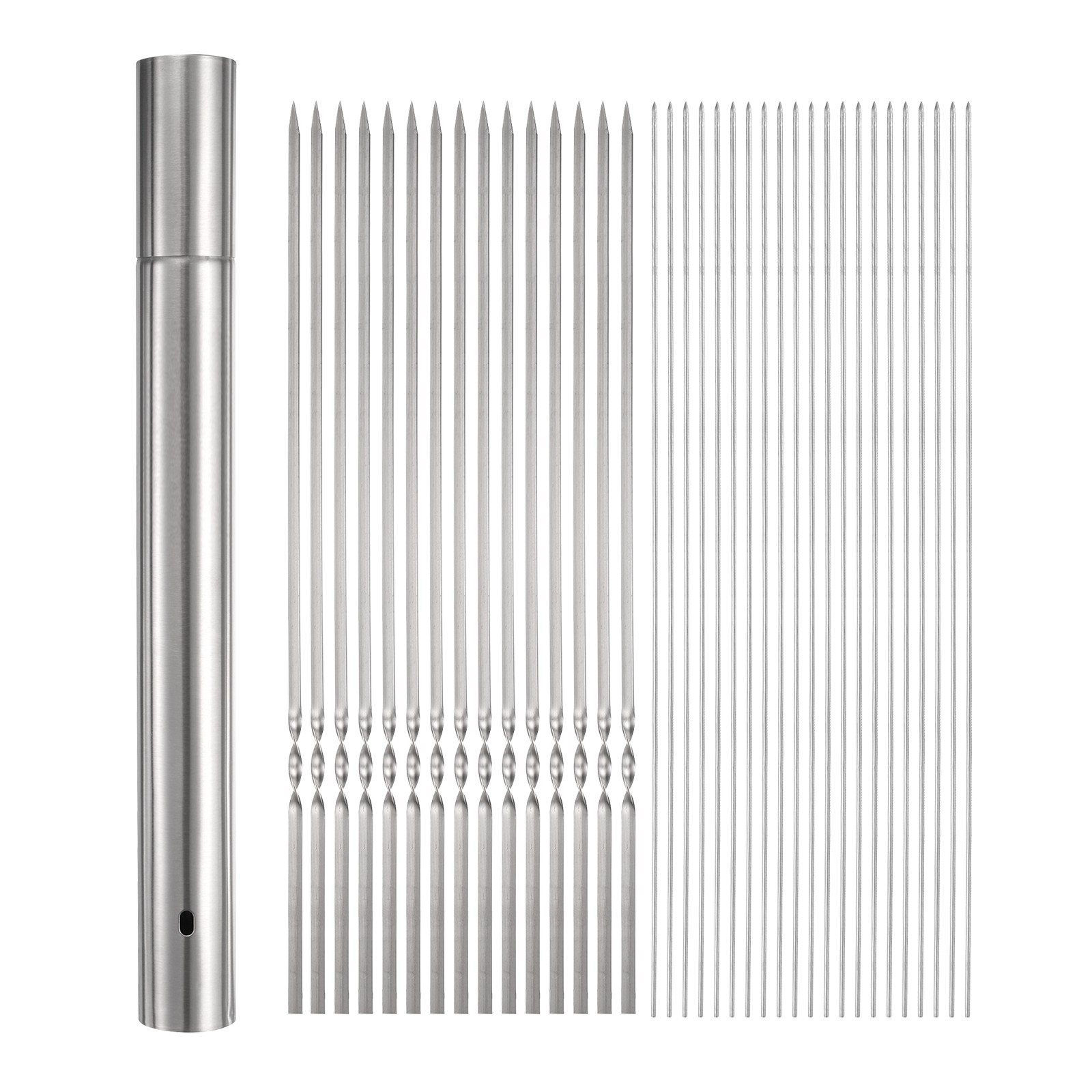 100pcs Kebob Skewers 35cm x 3.5cm Stainless Steel Round Flat Sticks with Tube