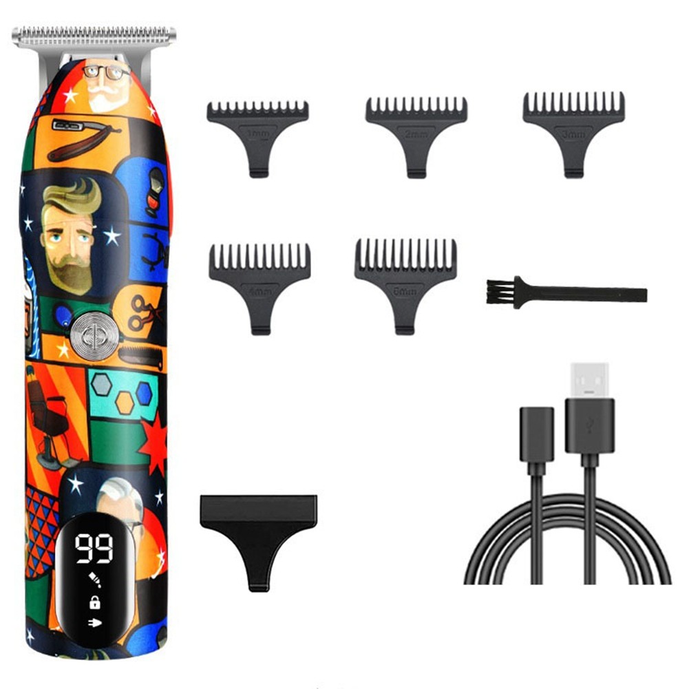 3X(Barber Hair Clipper Rechargeable Graffiti Electric Finish Cutting9811