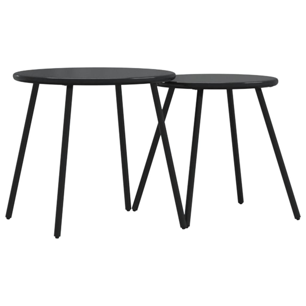 Garden Coffee Tables Dining Table 2 pcs Round Black Powder-coated Steel vidaXL