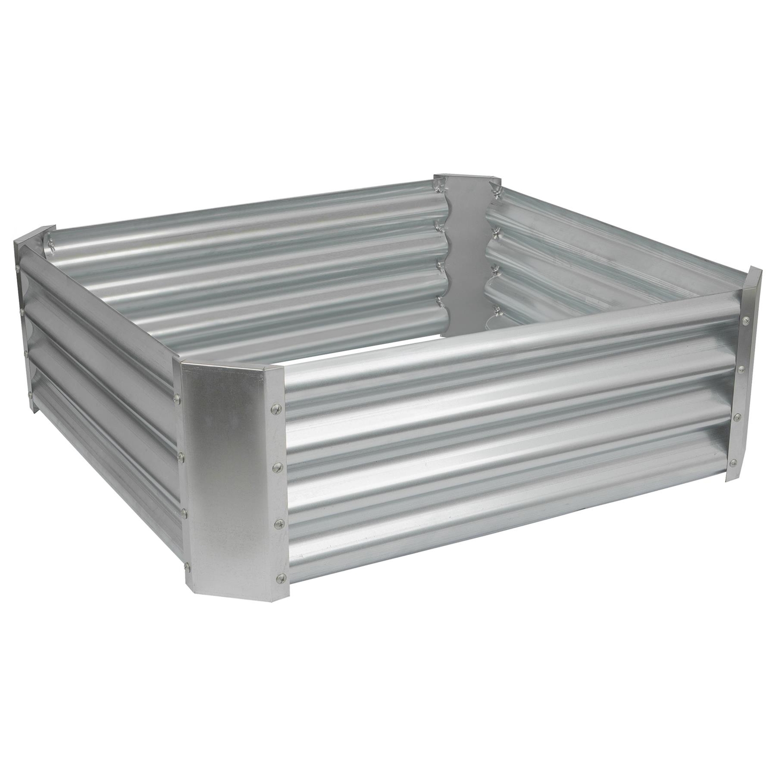 1x Silver 90cm x 90cm Square Galvanised Steel Raised Garden Bed Planter Box