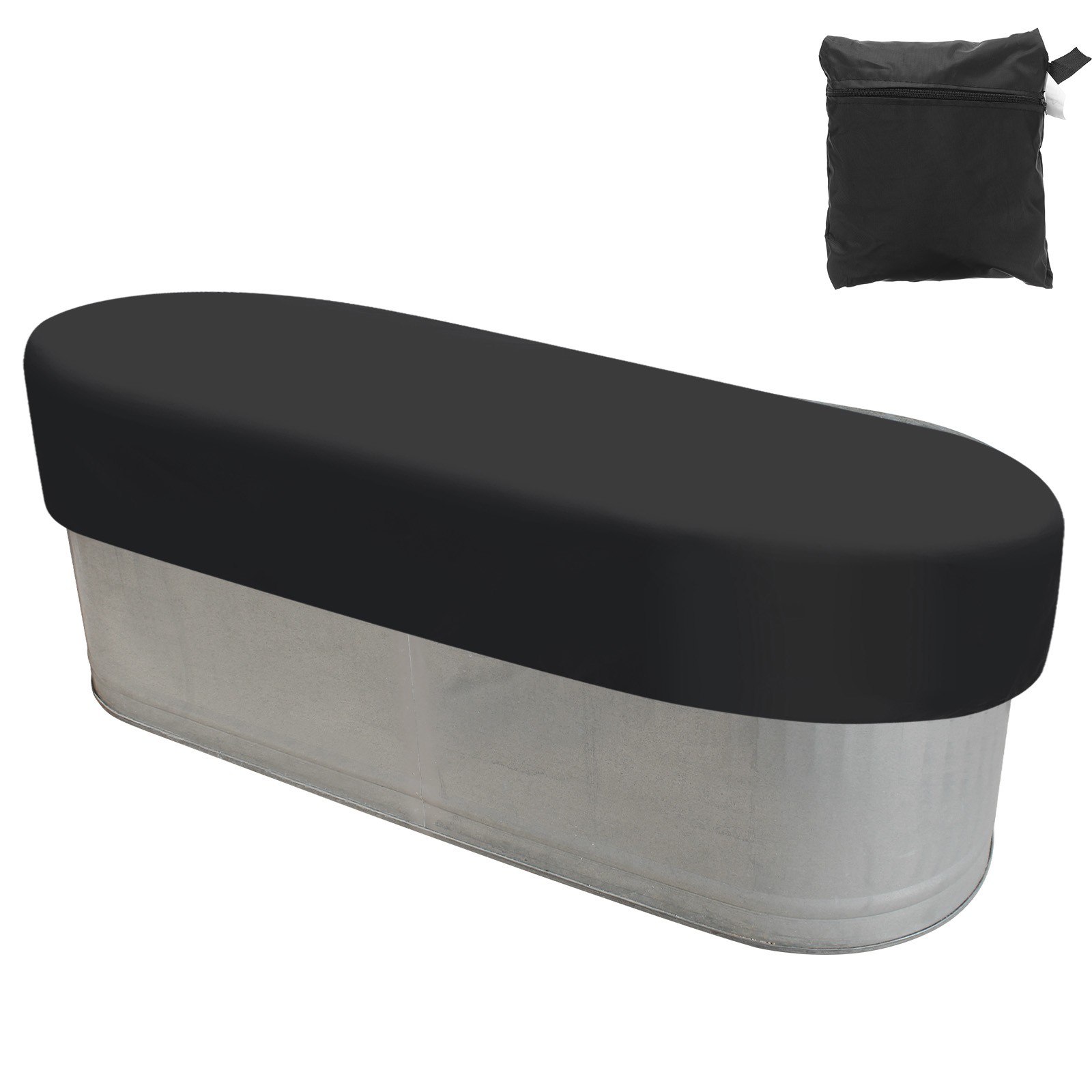 6Ft Oval Stock Tank Cover Waterproof 420D Oxford SPA Bath Pool Cover Black