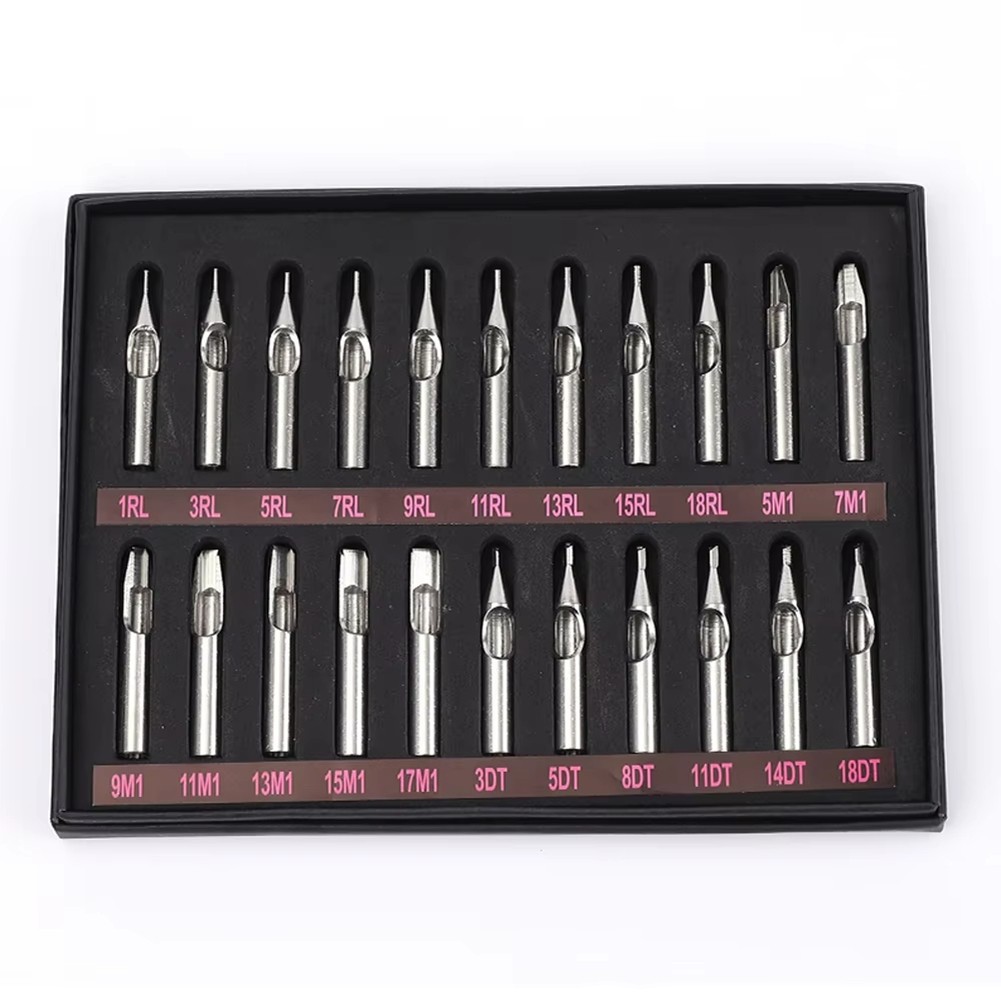 3X(22pcs Tattoo Tips Full Set 304 Stainless Steel Set Body Art Tattoo3328