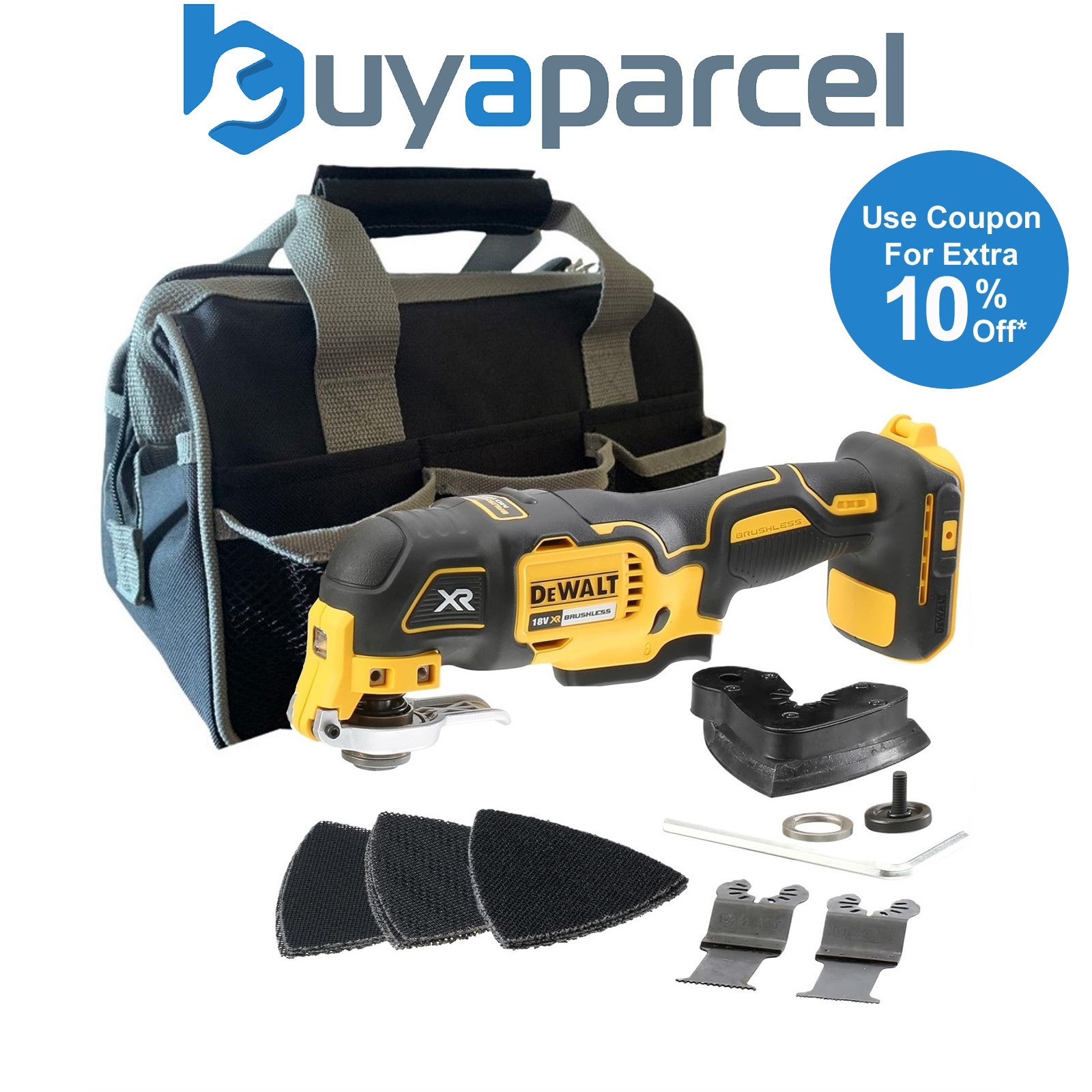 Dewalt DCS355N 18v XR Brushless Oscillating Multi Tool Bare + 12 Accessories Bag