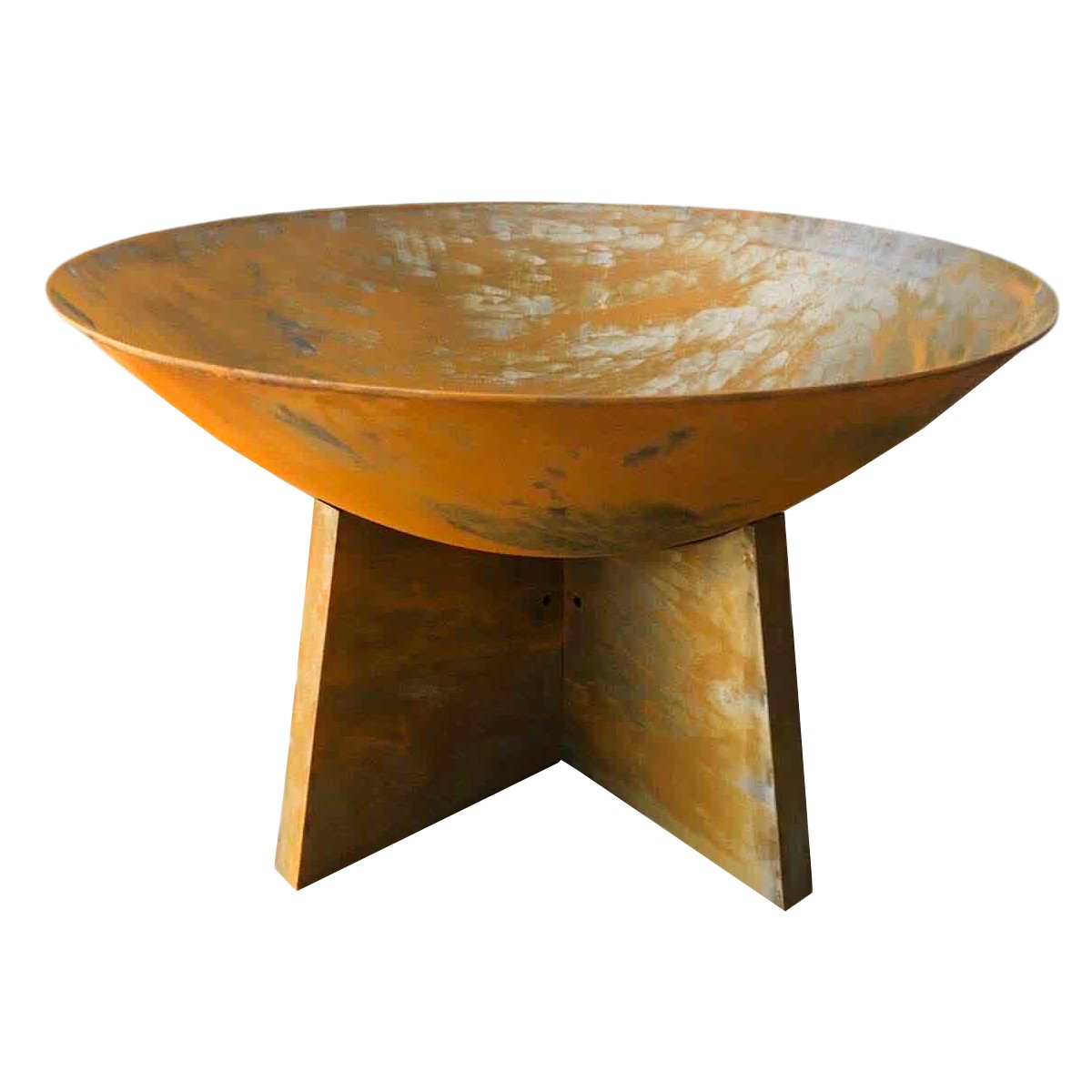 Charles Bentley 60cm Oxidized Rust Finish Fire Pit Minimalist Design Outdoor Use