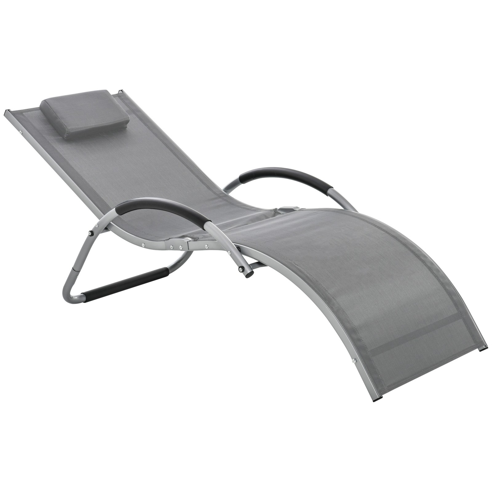 Outsunny Sun Lounge Recliner Lounge Chair Design Ergonomic w/ Pillow Dark Grey