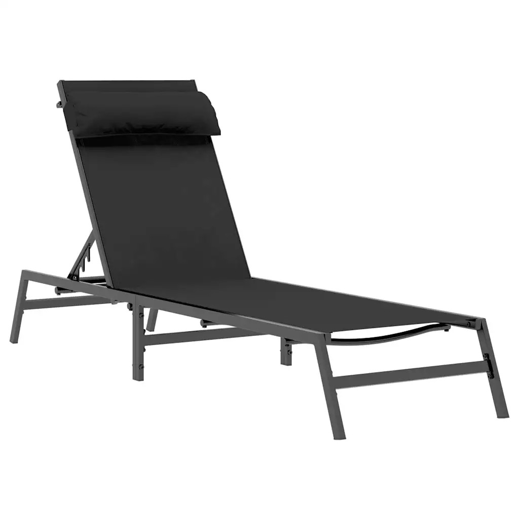 vidaXL Sunlounger 1-person Black and Anthracite 197 x 54 x 86 cm Steel, Elegant