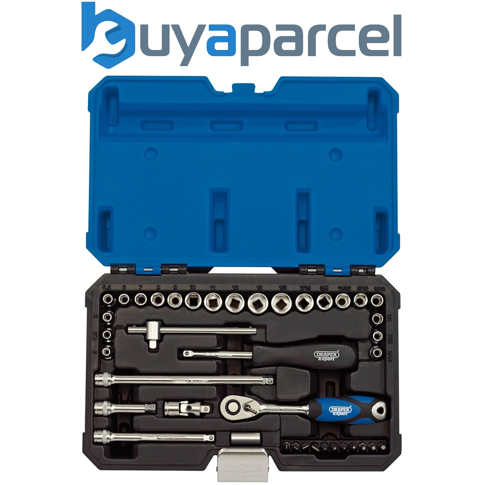 Draper 16445 Draper Expert Combined MM/AF Socket Set, 1/4" Sq. Dr. (40 Piece)