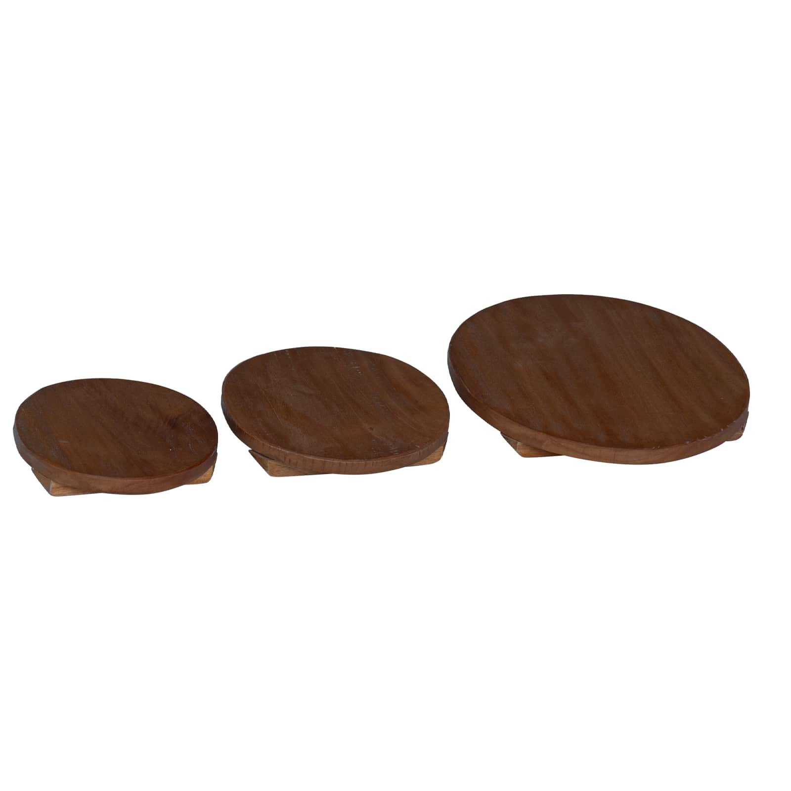 vidaXL Plant Stool 3 pcs Brown Mahogany Wood, Garden and Terrace, Rustic Charm f
