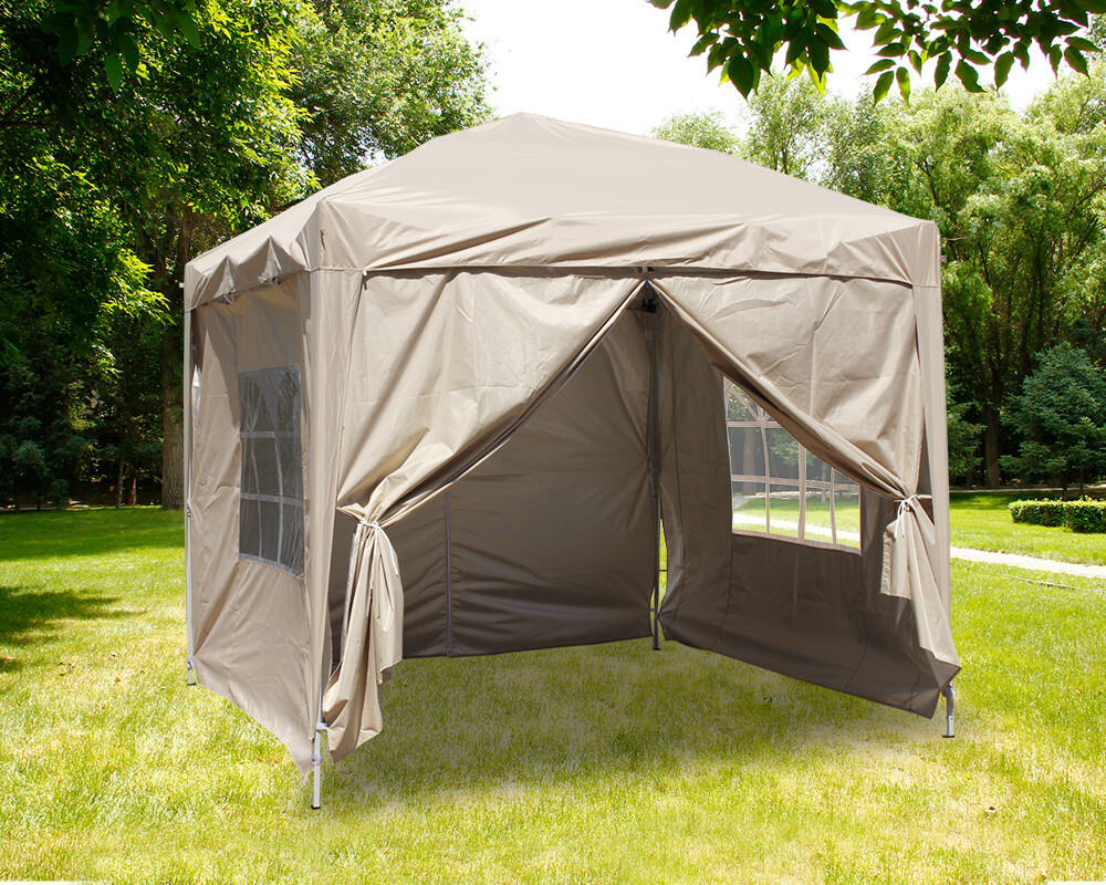 2.5x2.5m Pop Up Gazebo Outdoor Garden Marquee Canopy Party Tent Beige