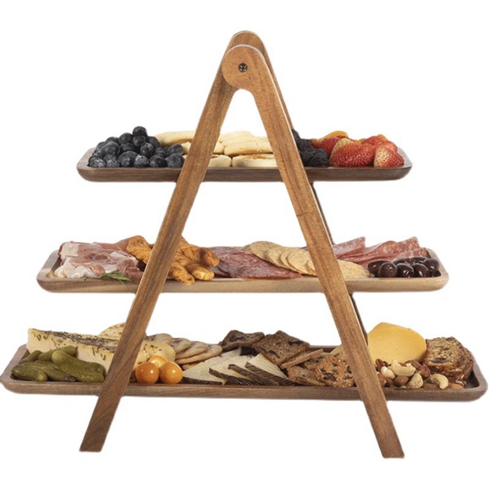 3 Tier Serving Tray Wood Tiered Tray Party Serving Dishes and Platters6130