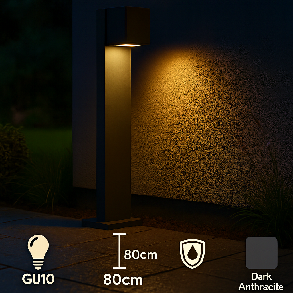 Outdoor Garden Bollard Pathway Post Light Kanlux GORI 80 GU10 LED IP44 80cm