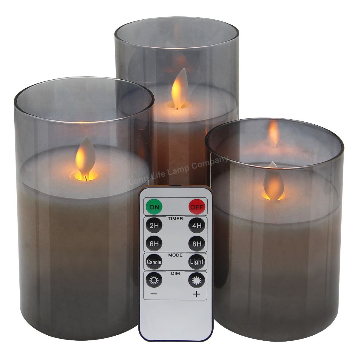 3 LED USB Charge Remote Control Flameless Flickering Grey Wax Candles WAX02