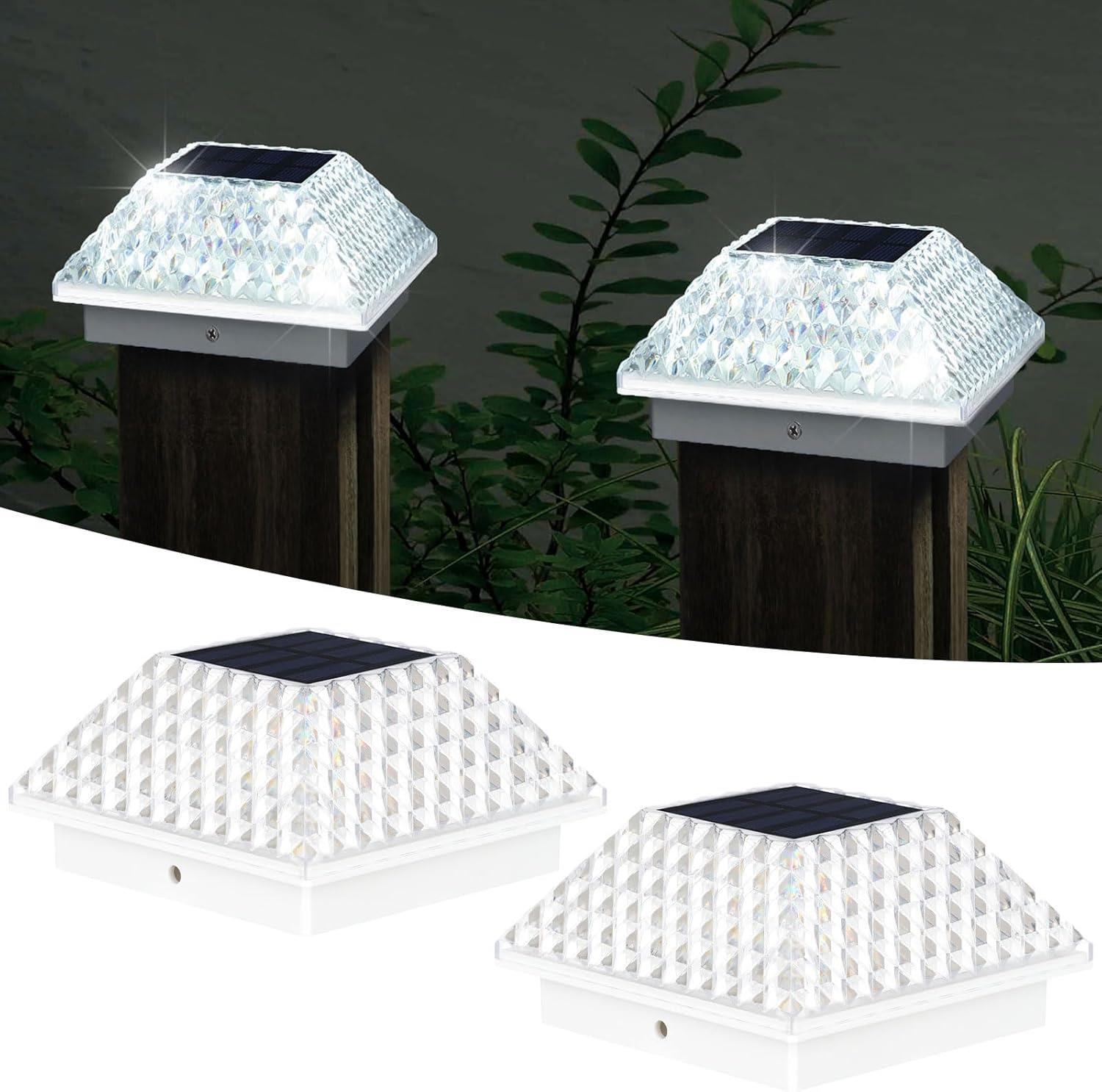 4 x Solar Post Cap Lights Fence Lights Wooden Posts Deck Patio Garden Post Light