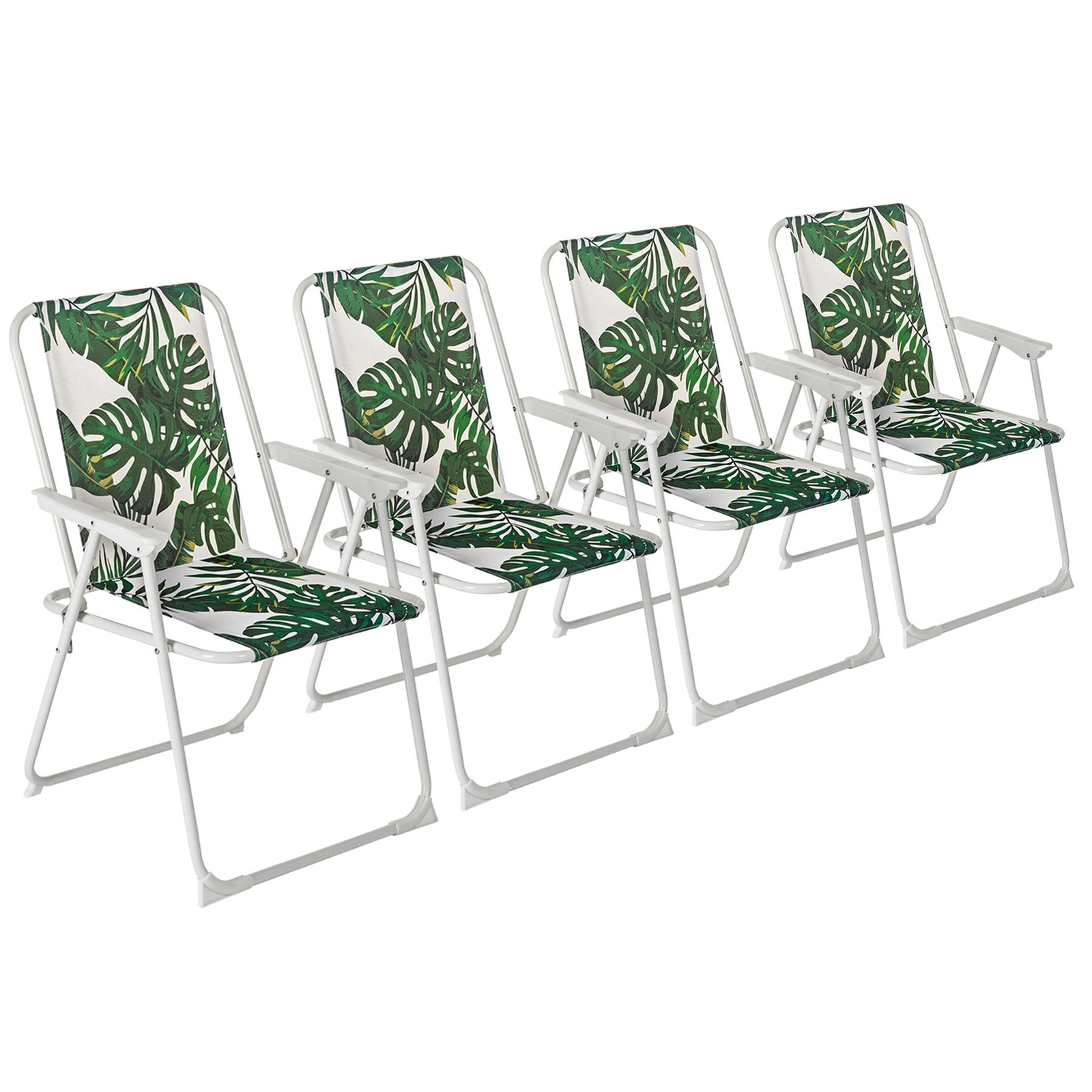 4x Folding Metal Beach Chairs Outdoor Camping Picnic Canvas Armchair Banana