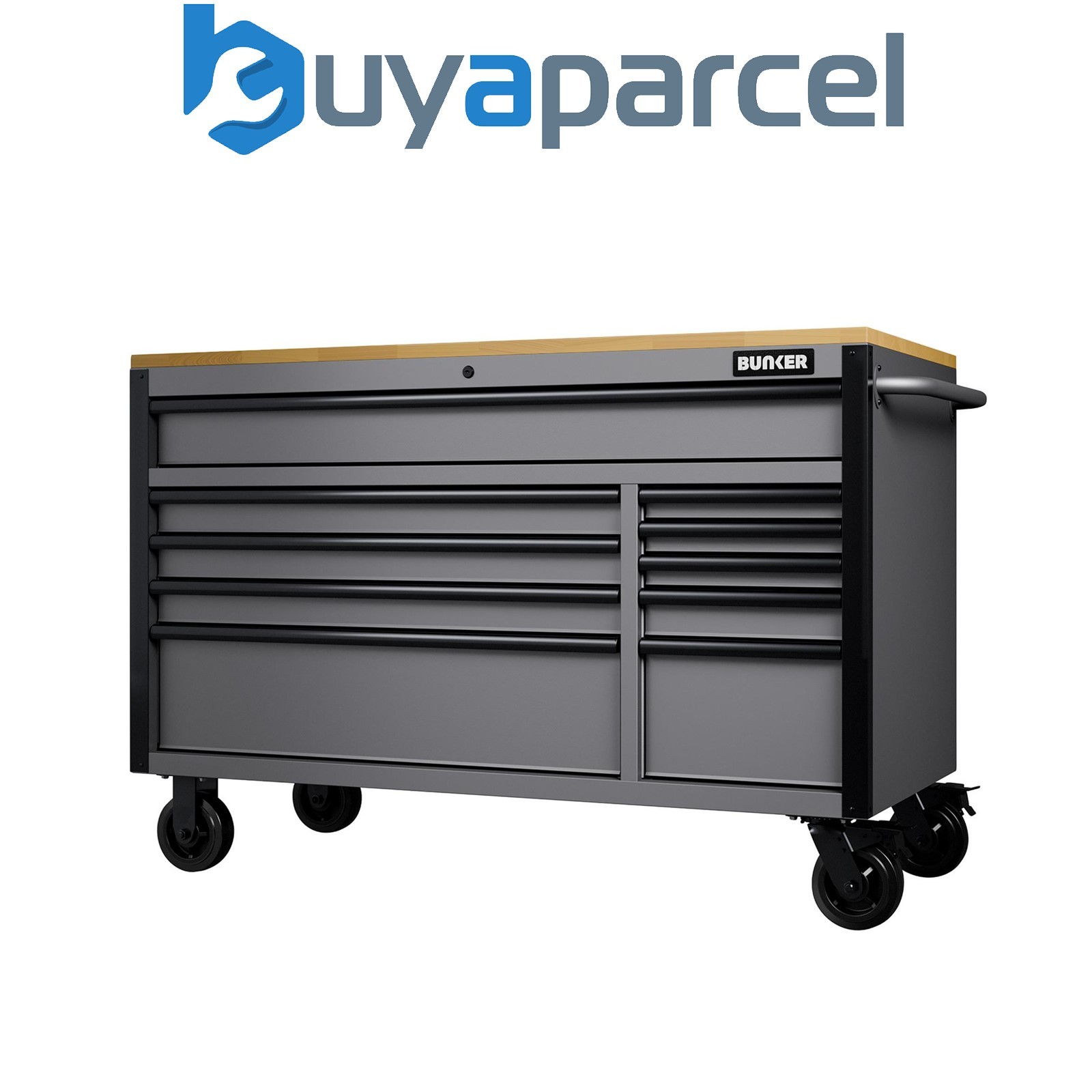 Draper 31760 BUNKER 10 Drawer Workbench Roller Tool Cabinet, 56", Light Grey