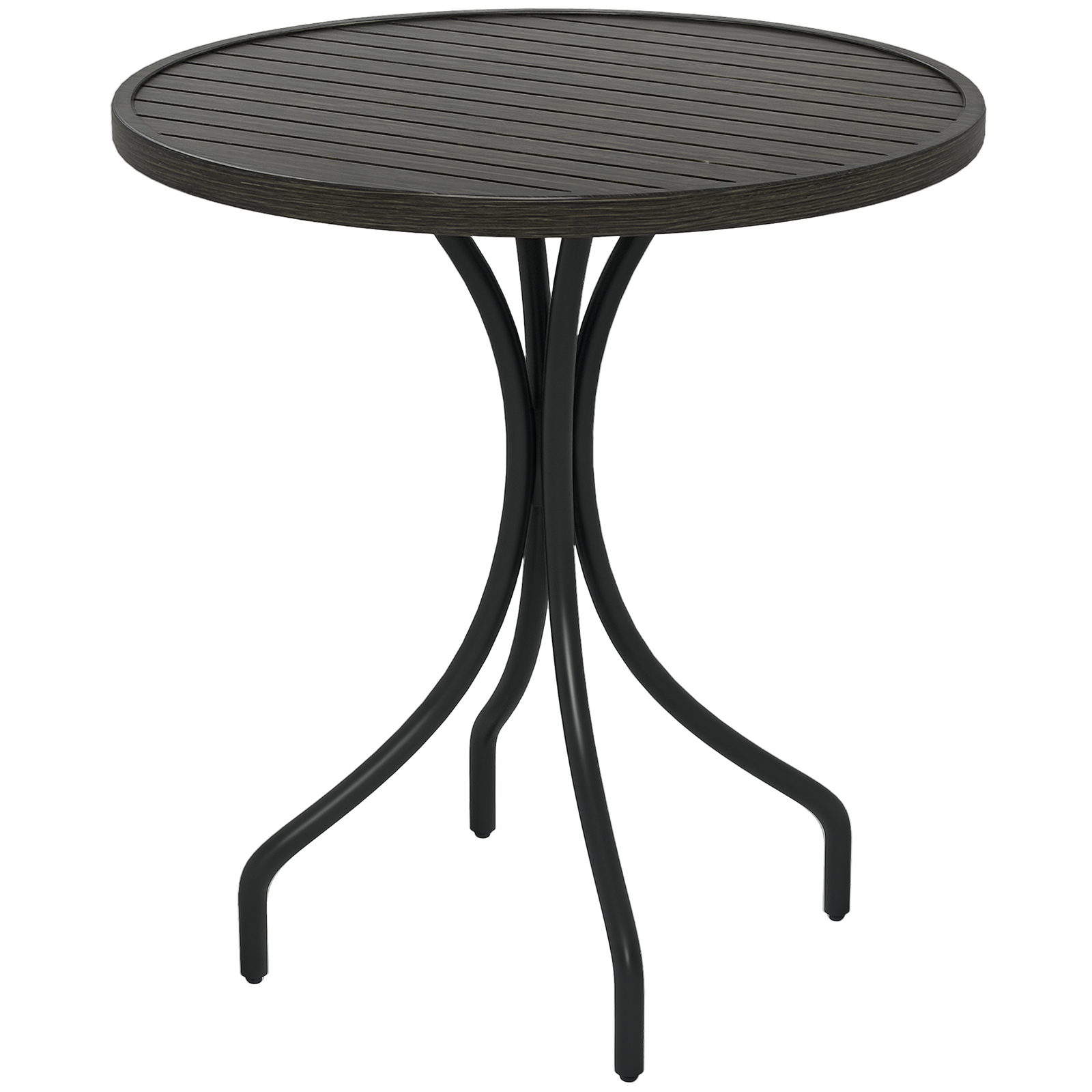 Outsunny Round Garden Table Outdoor Side Table with Steel Frame Grey