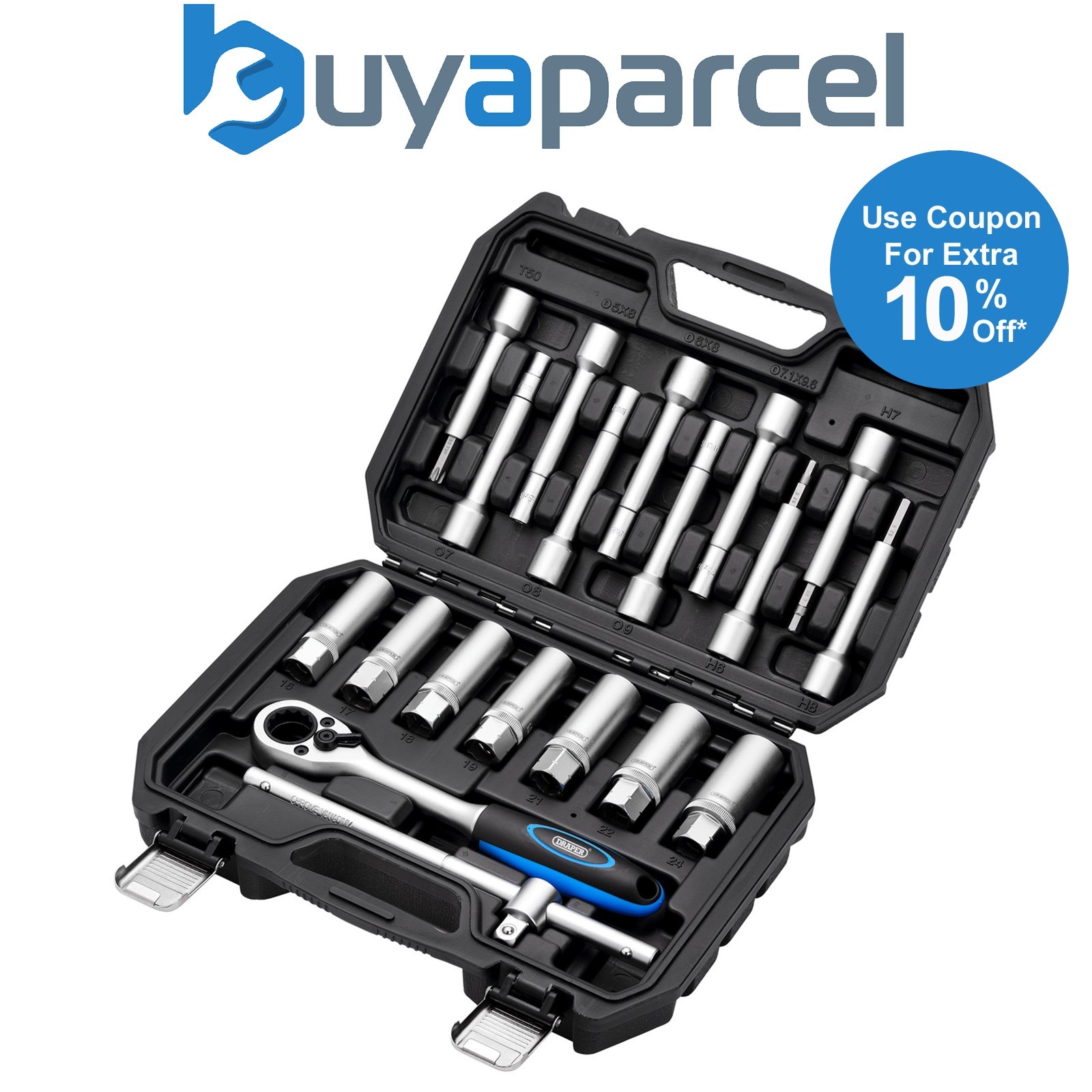 Draper 13604 Shock Absorber Strut Nut Kit, 1/2" Sq. Dr. (19 Piece)