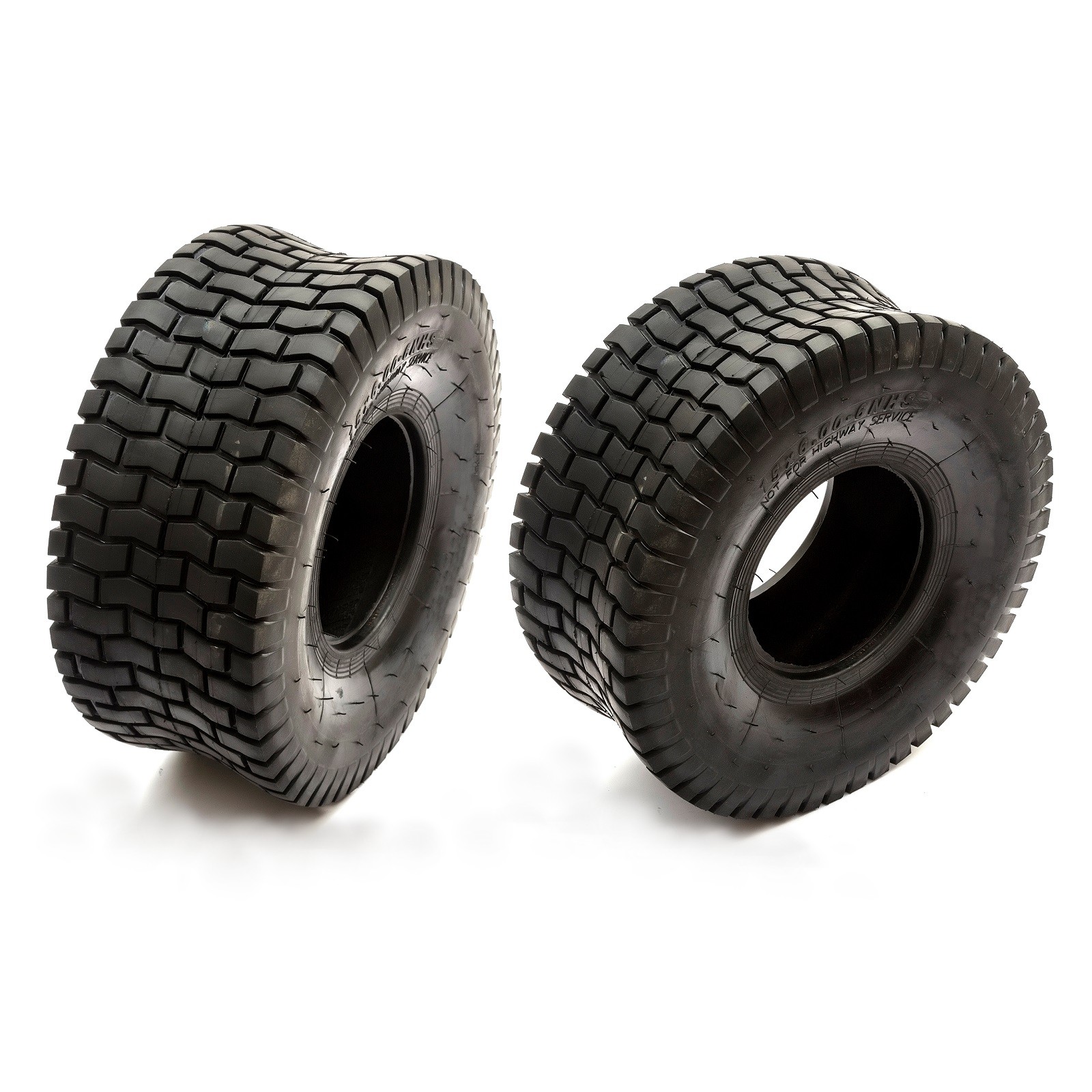2x Tyre 15x6.00-6 Ride On Lawn Mower Grass Safe Chevron Turf Tread 6 Inch 4PLY
