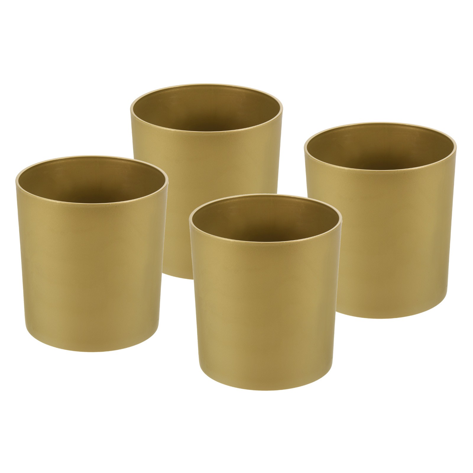 4pcs 6" Plastic Round Flowerpot Planter Container for Indoor Outdoor, Gold