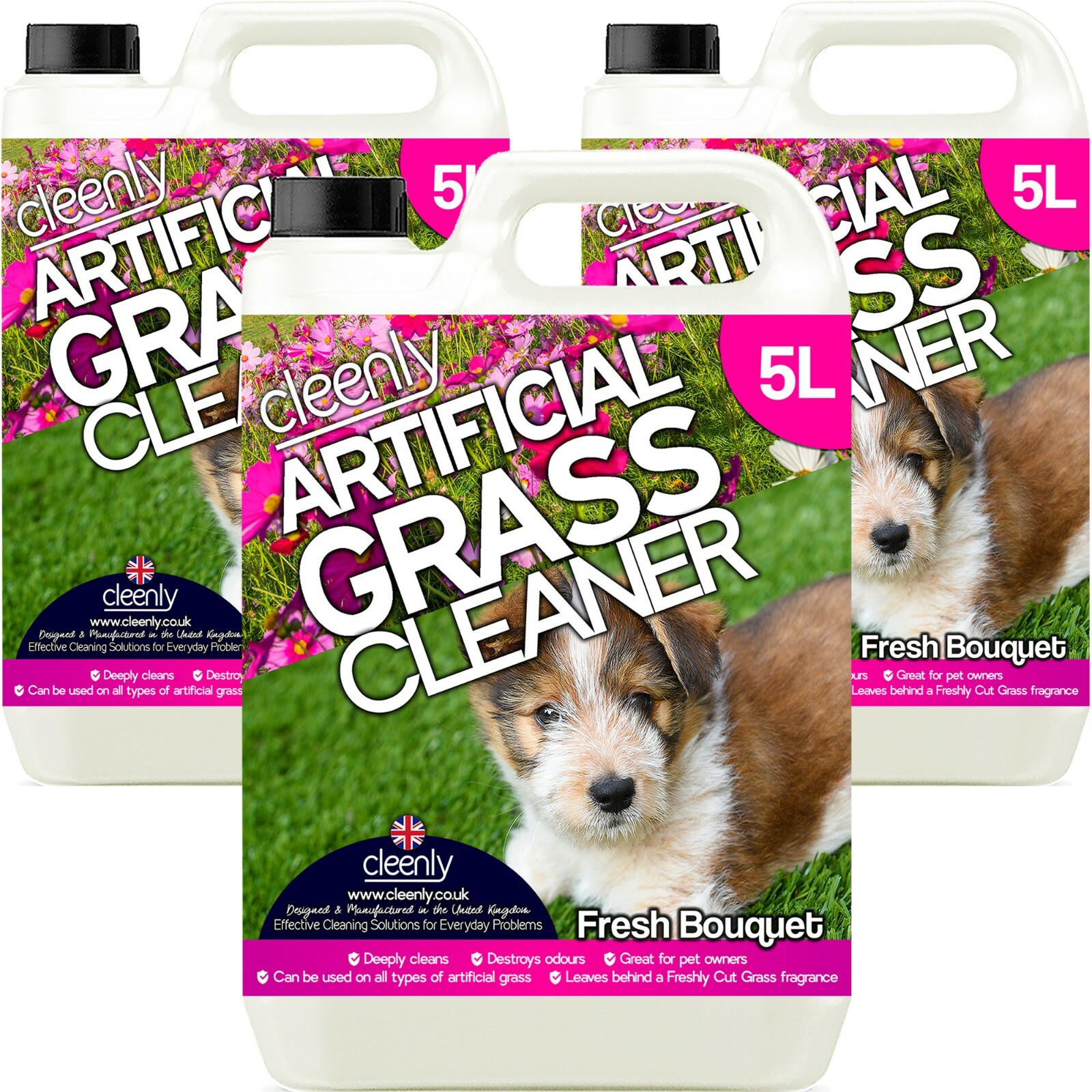 Cleenly Artificial Grass Cleaner Astro Turf Pet Odour Floral Deodoriser 15L