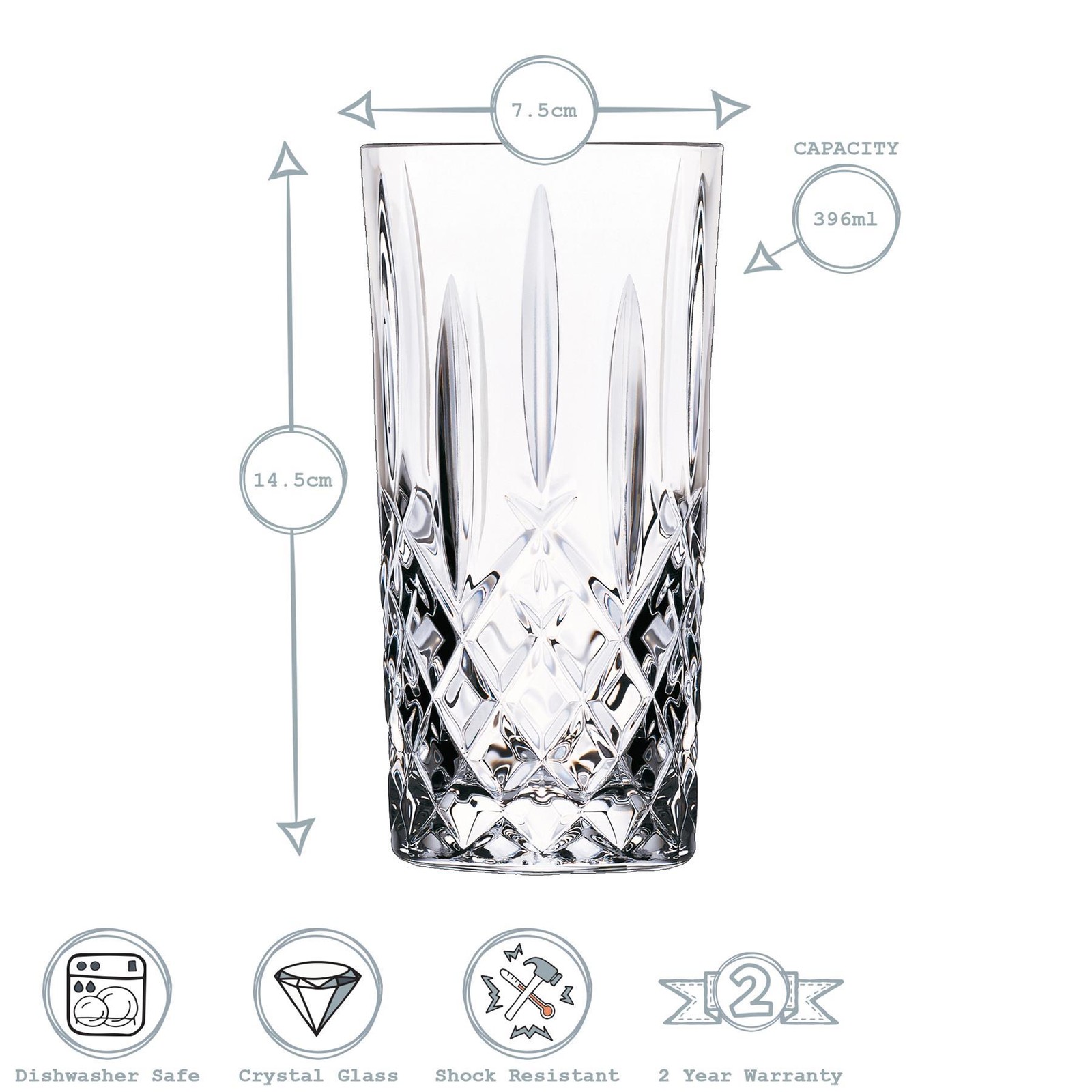 RCR Crystal 12x Orchestra Highball Cocktail Glasses Set Drinking Tumblers 396ml