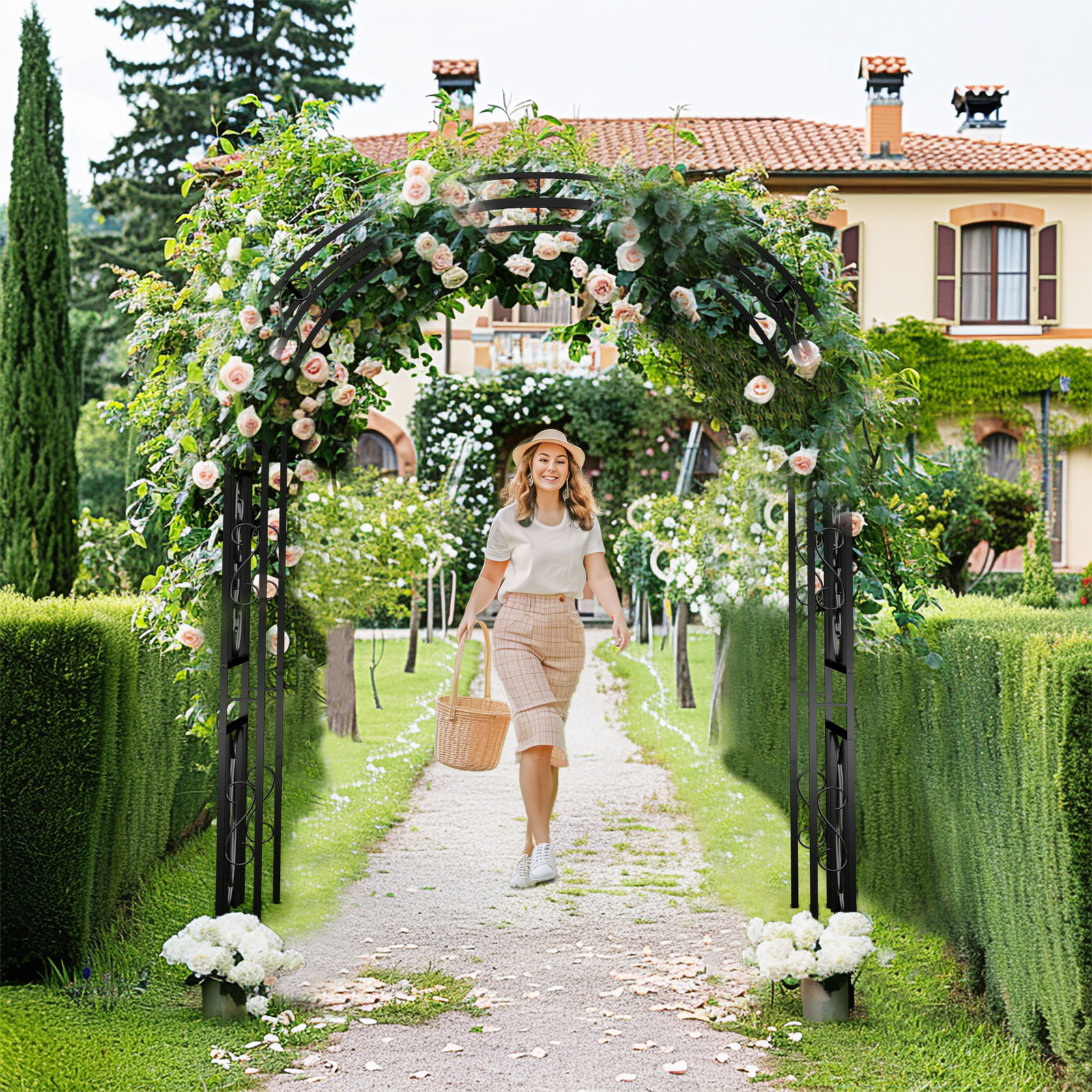 Outdoor Garden Arbor Trellis Lattice for Climbing Plants Wedding Patio Yard Gate